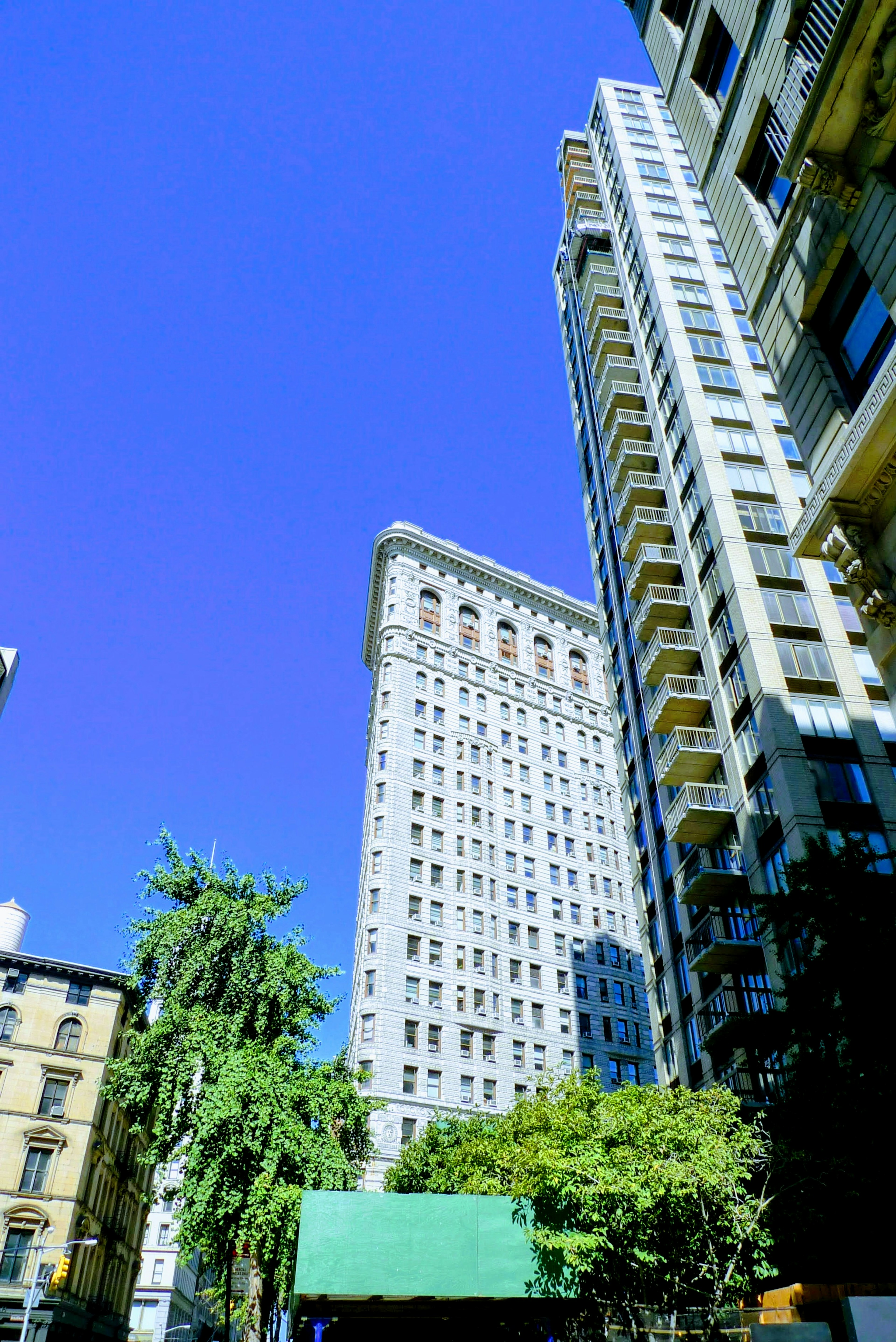 Skyline view featuring tall buildings and clear blue sky