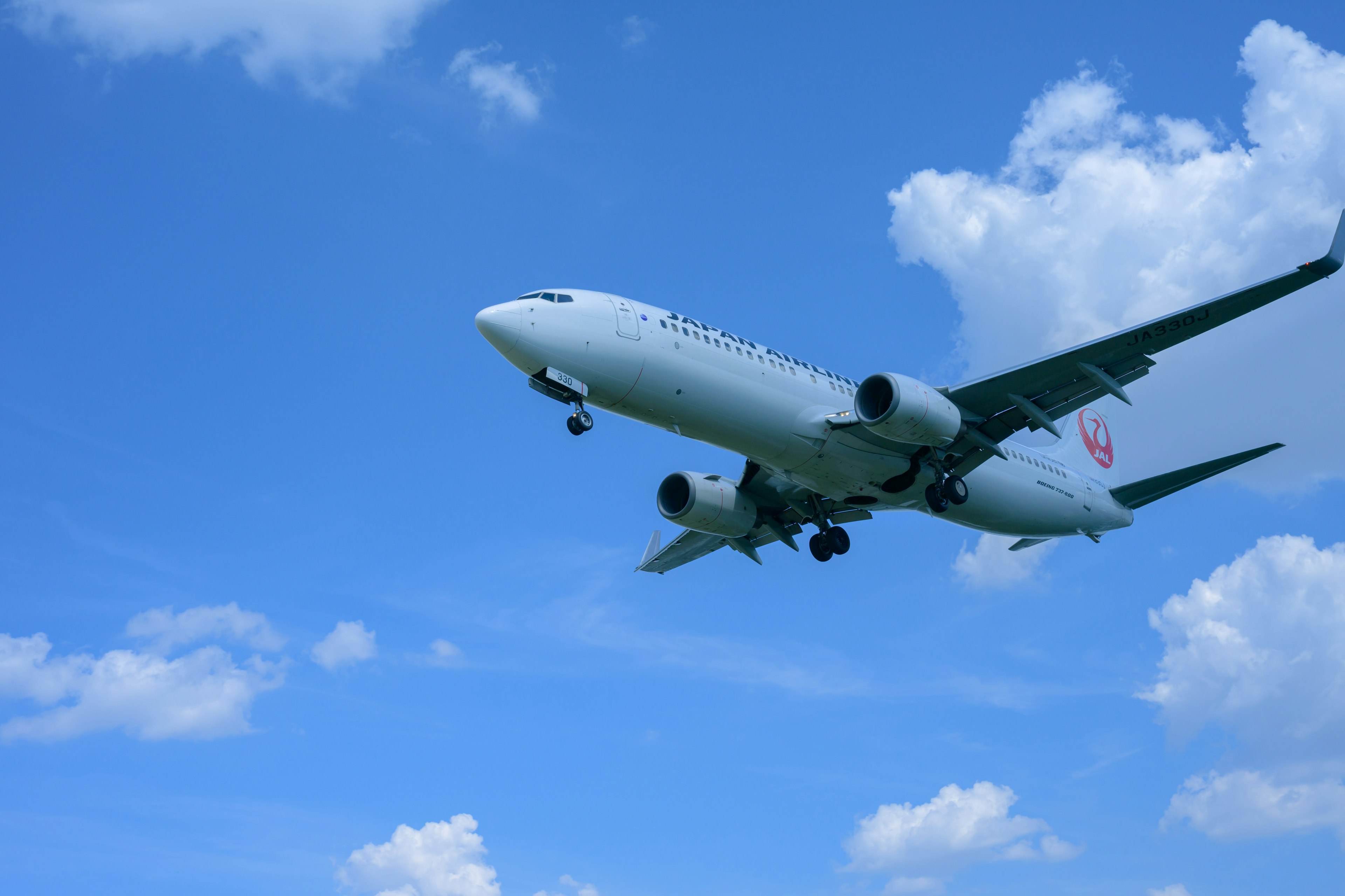 An airplane flying in a clear blue sky