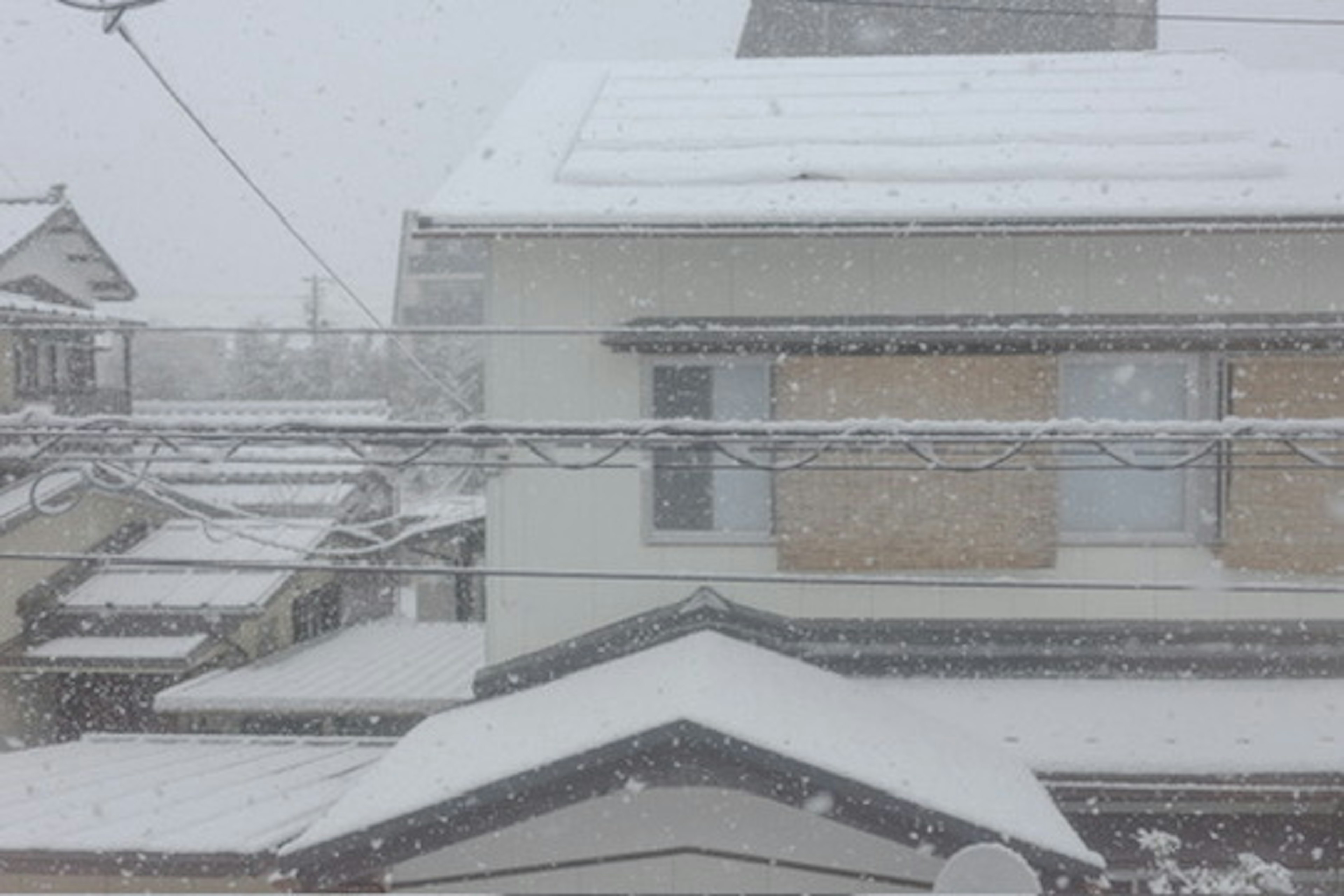 雪の降る日本の家々の景色