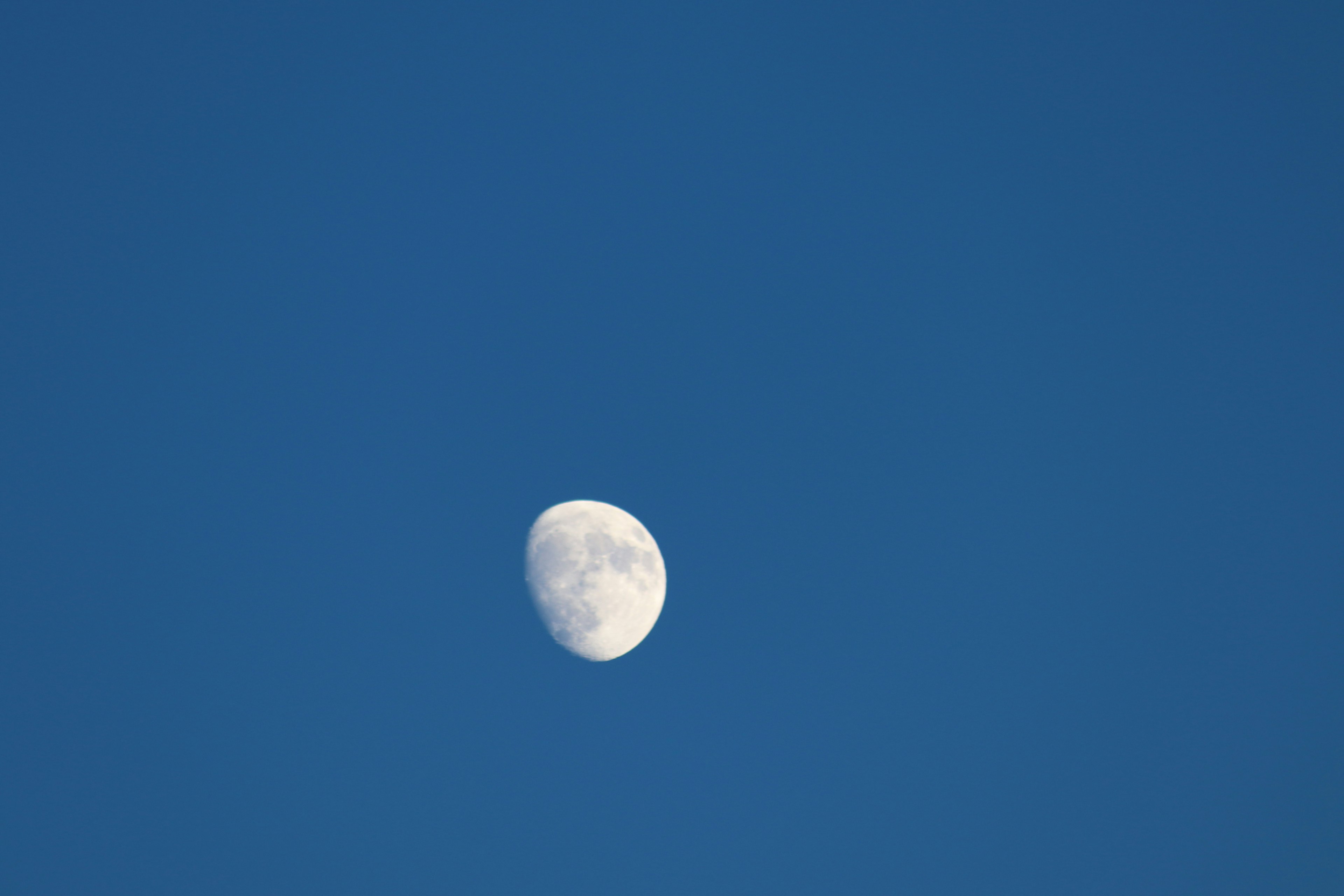 Une belle lune croissante flottant dans un ciel bleu