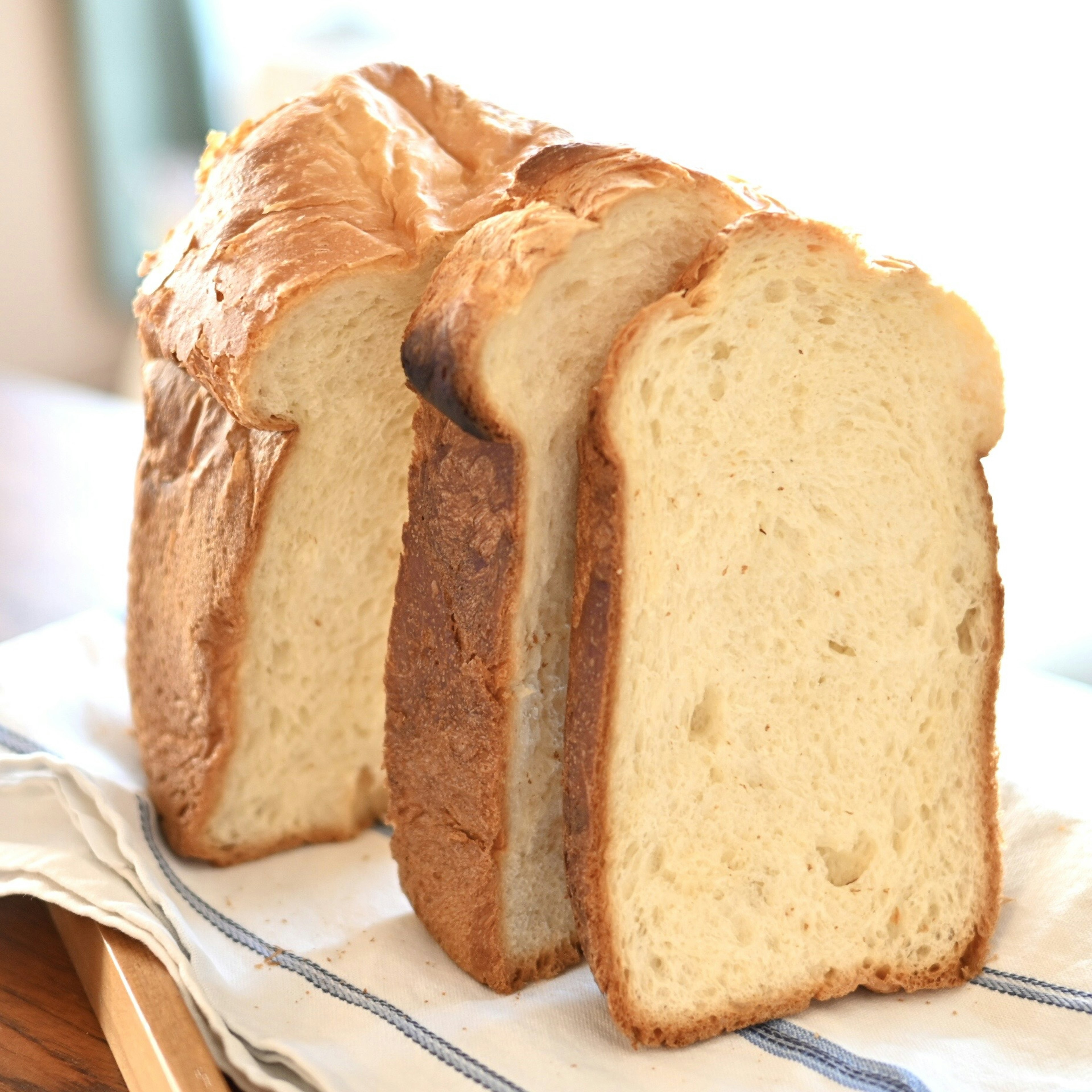 Freshly baked bread sliced in half