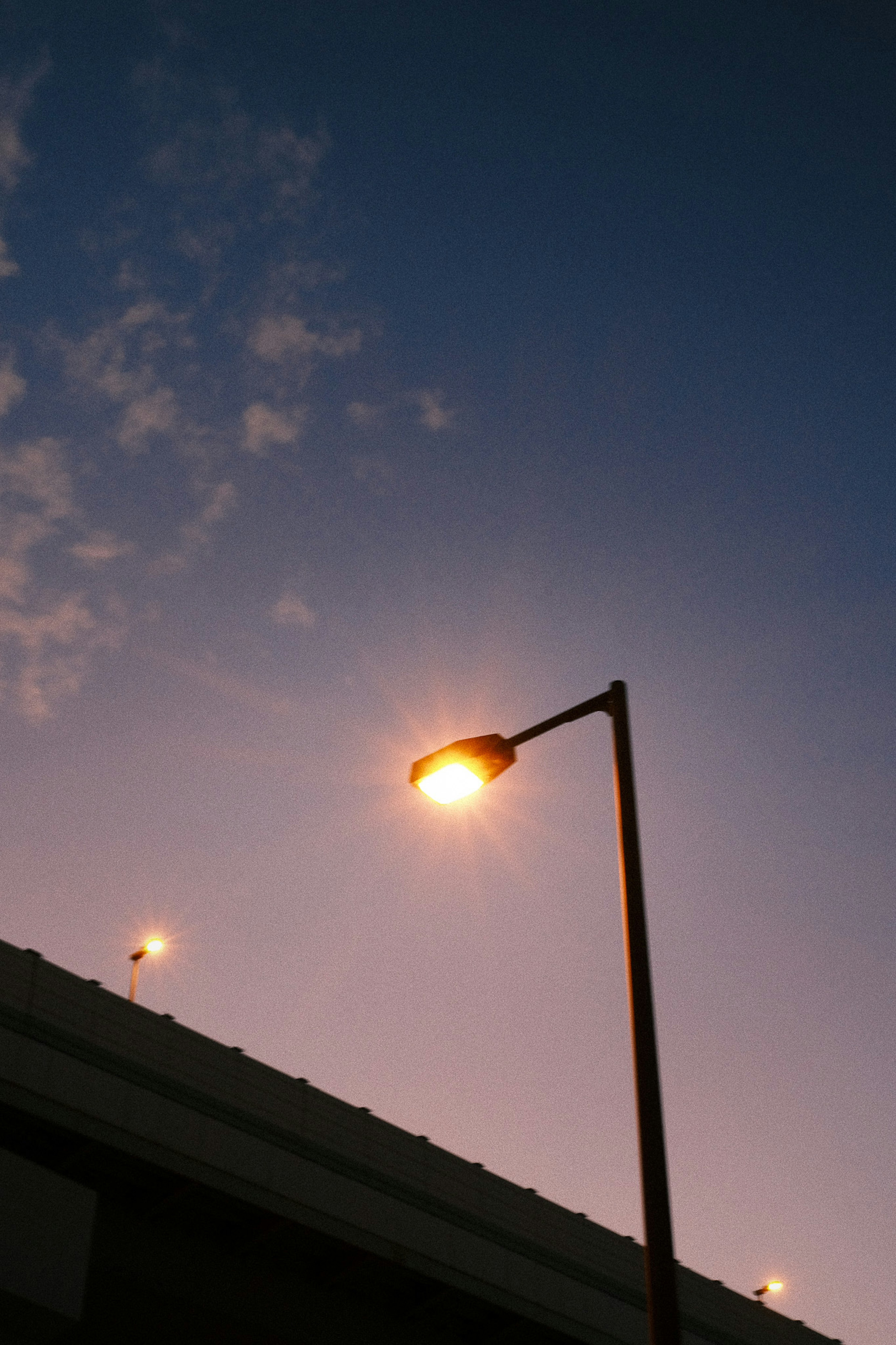 Lampu jalan menerangi langit senja