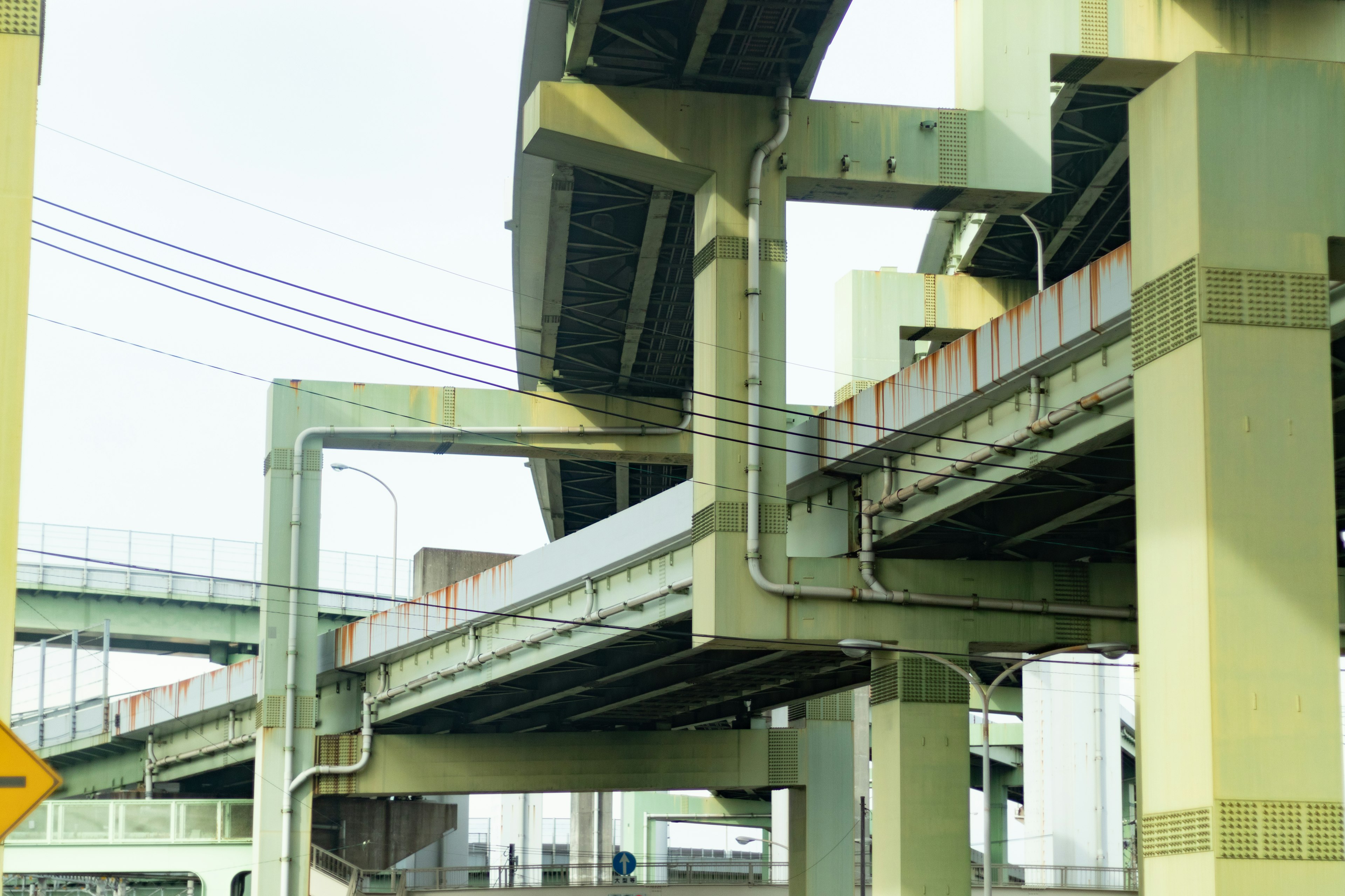 Complex urban landscape featuring intricate overpass structures