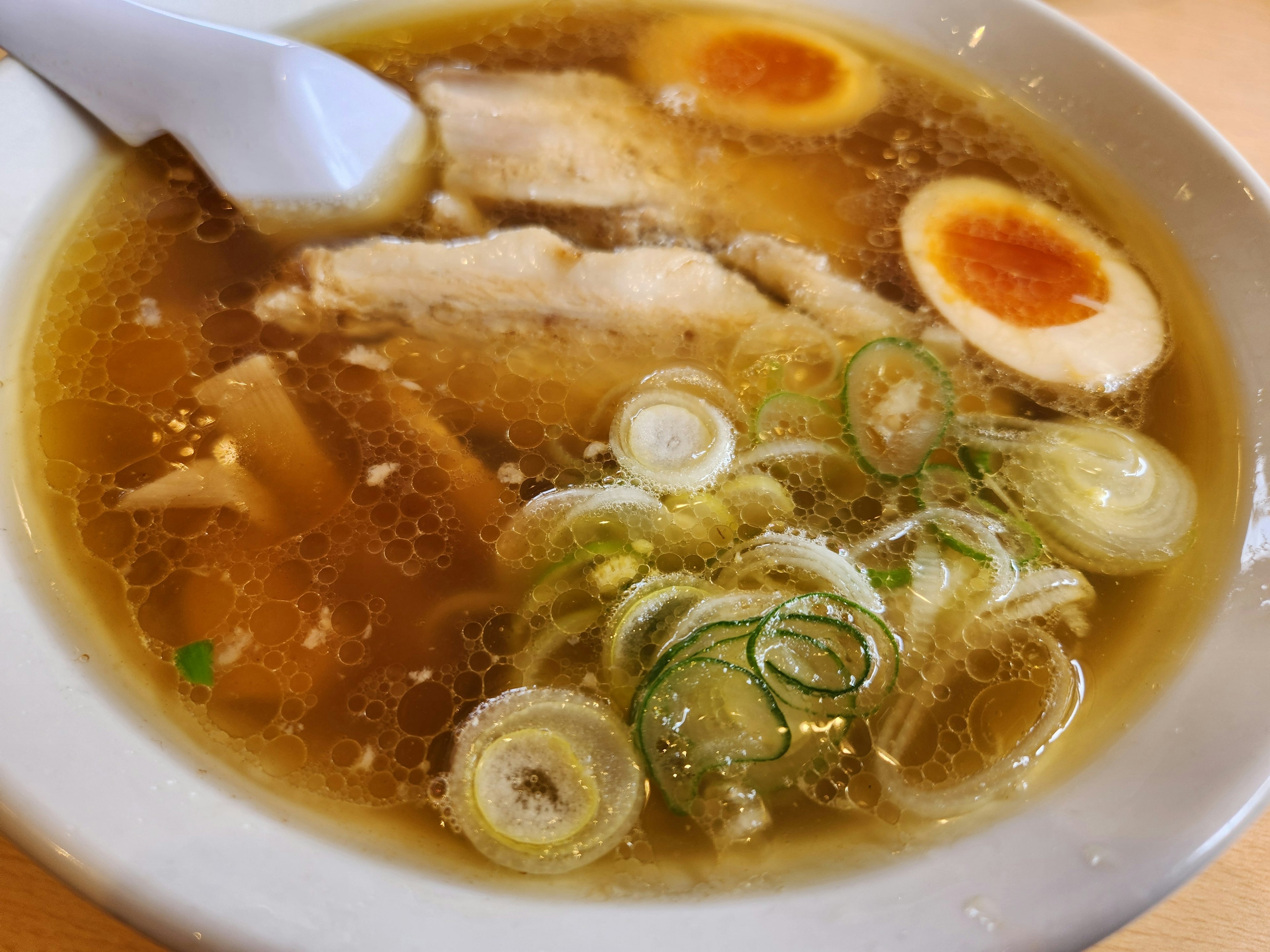 Ramen soup with chicken and soft-boiled eggs