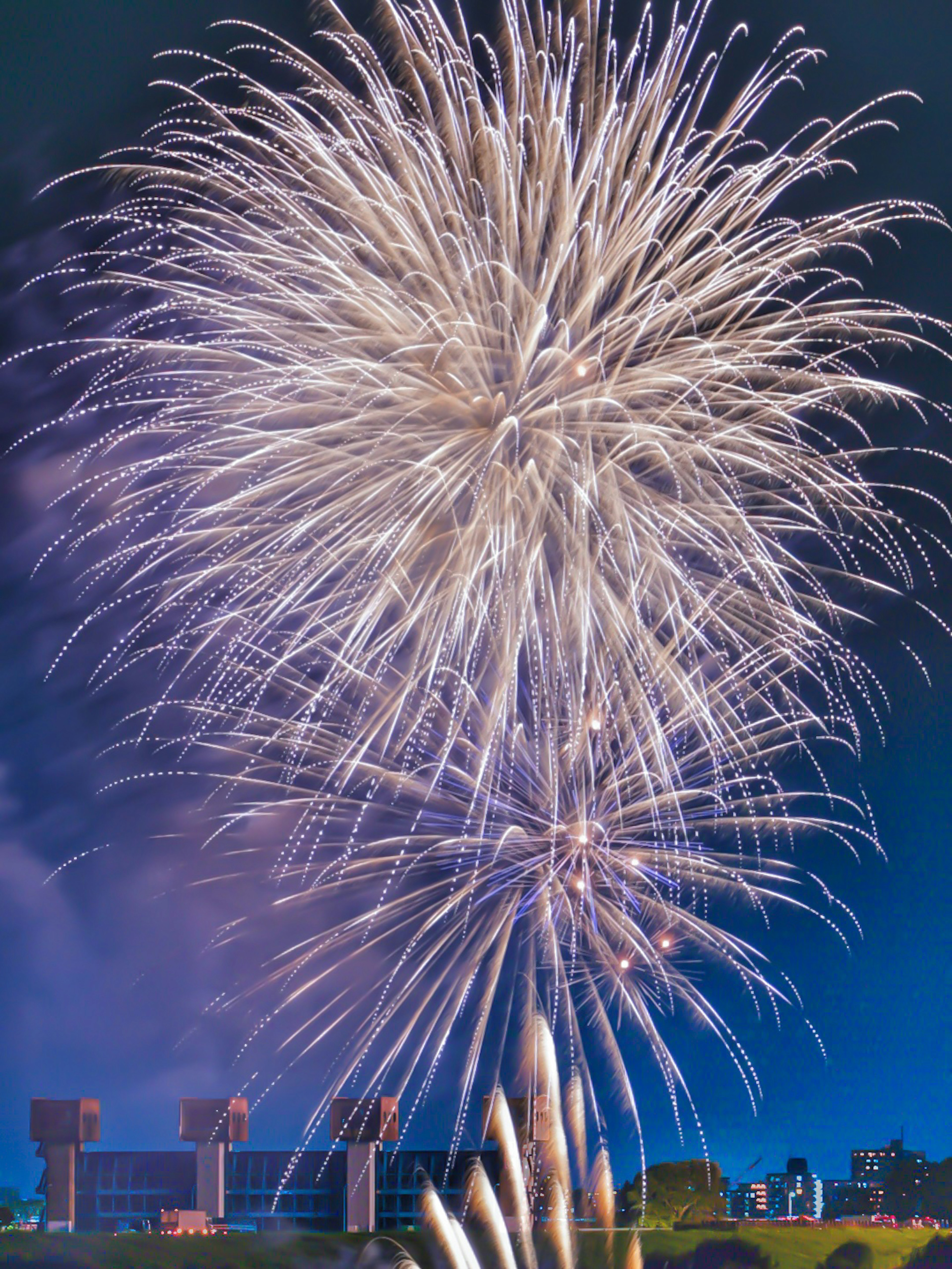 Grande explosion de feu d'artifice dans le ciel nocturne