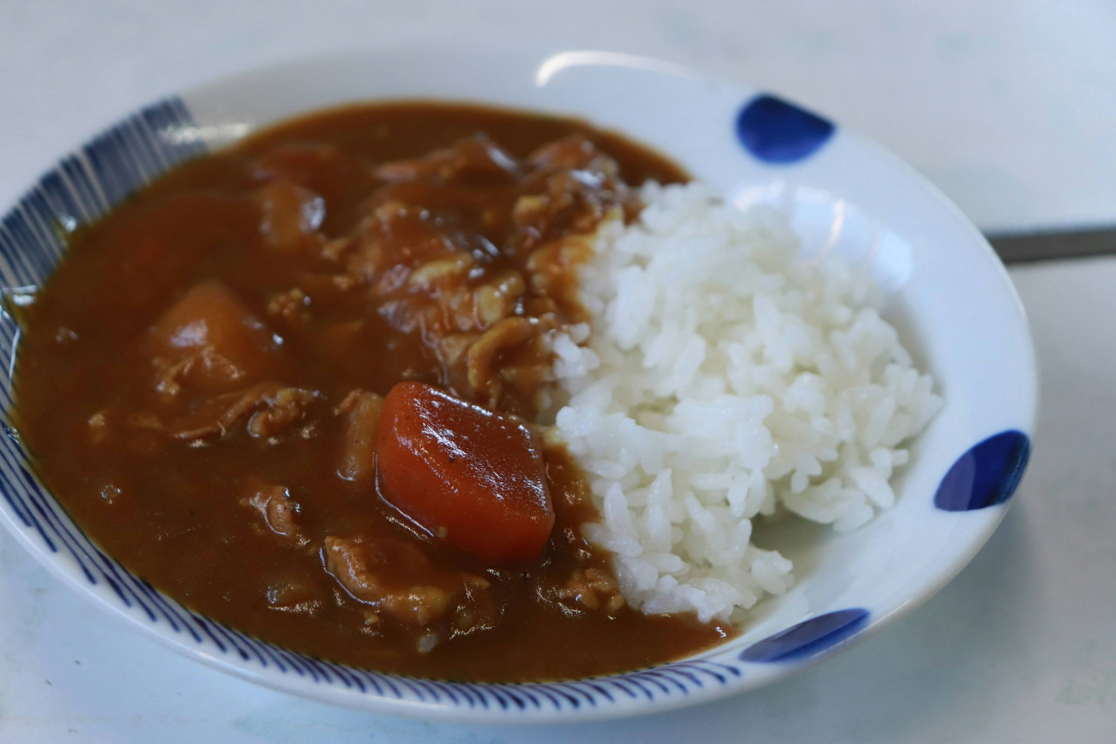 Une assiette avec du riz blanc et du curry