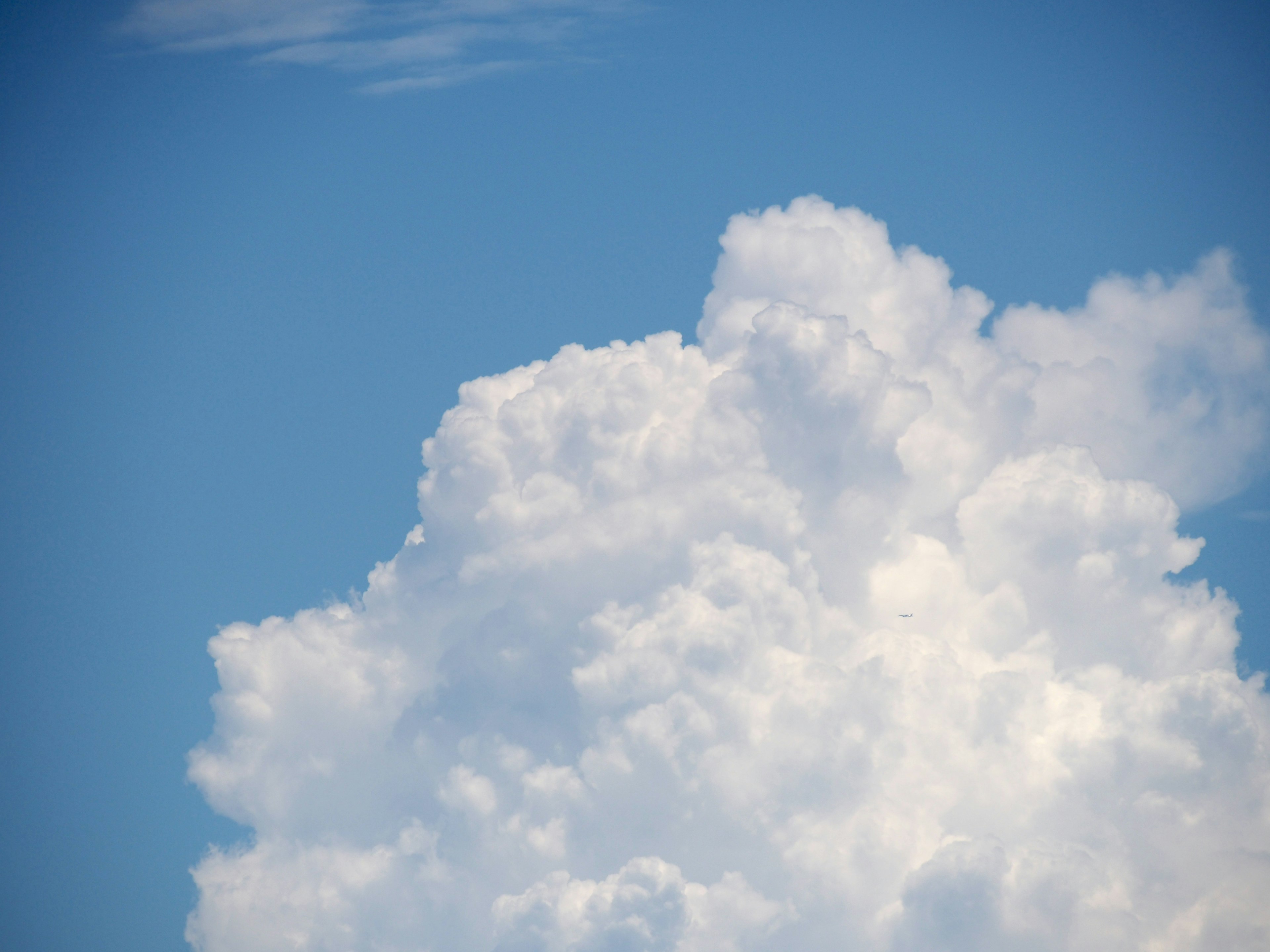 青空に浮かぶ白い雲の大きな塊