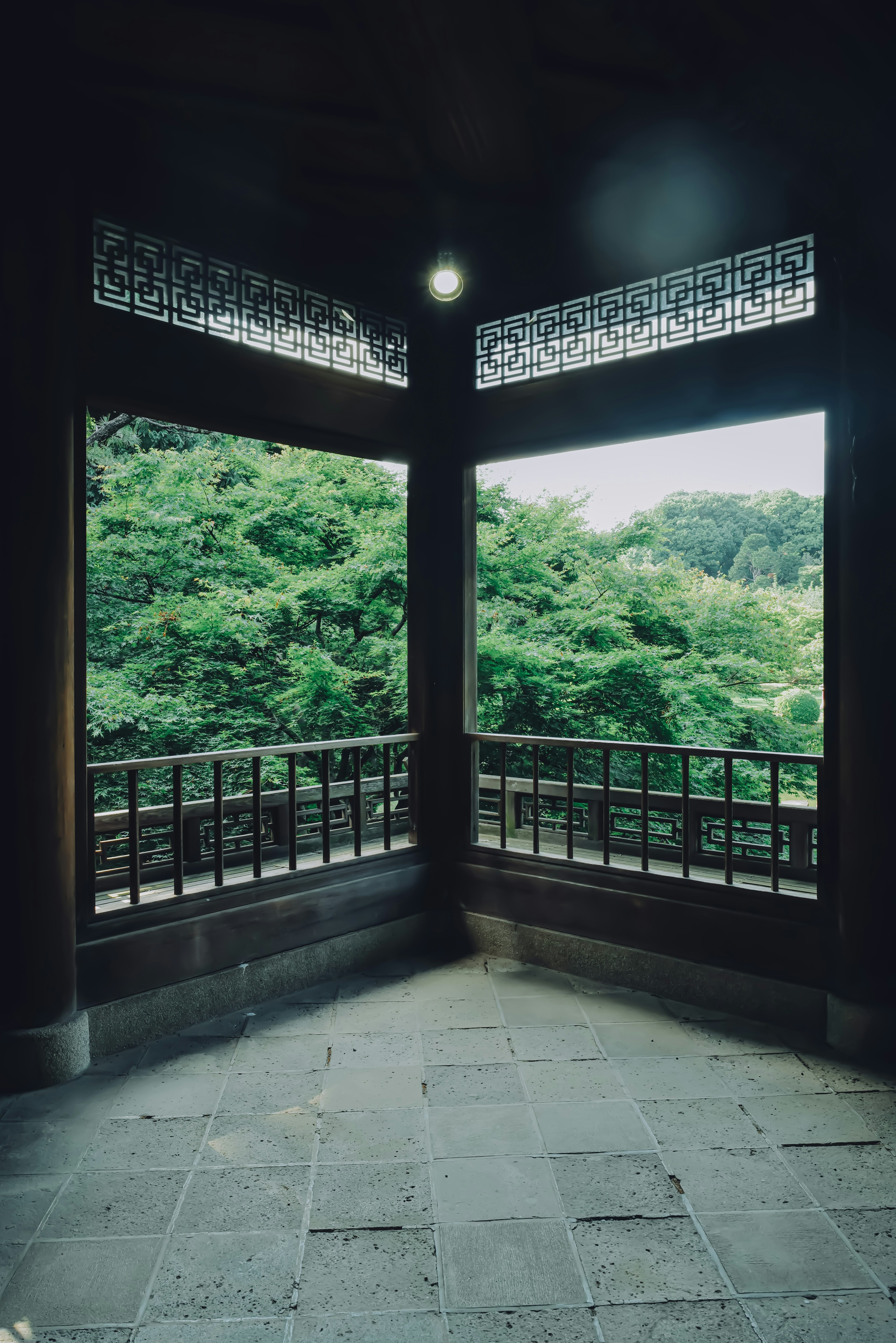 View of lush greenery from the corner of a tranquil room