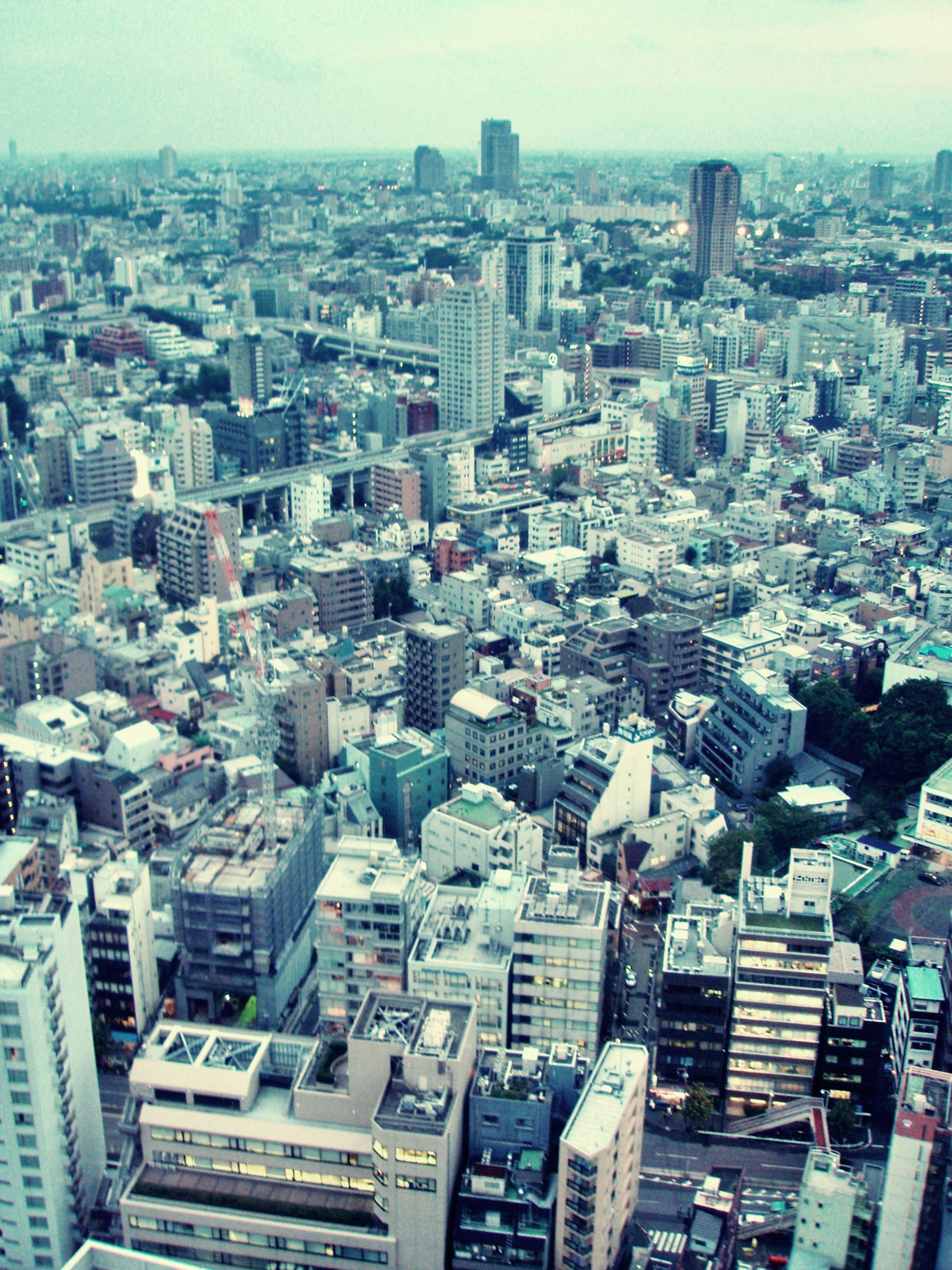 Aerial view of Tokyo's urban landscape featuring high-rise buildings