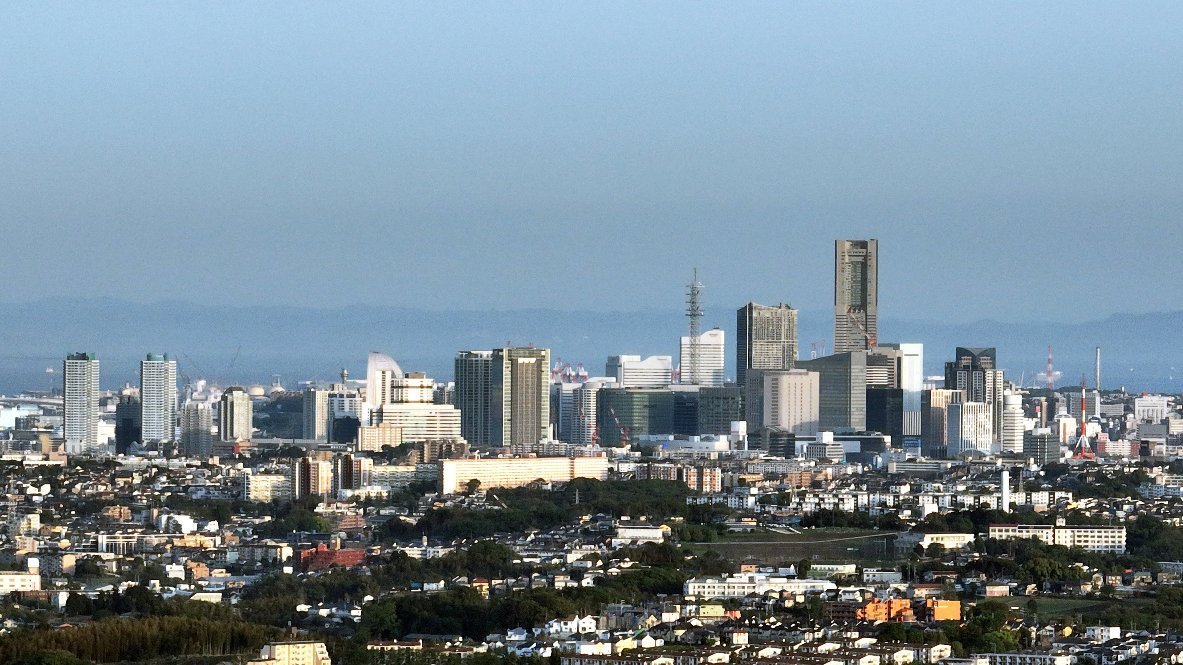 View of urban skyline with high-rise buildings