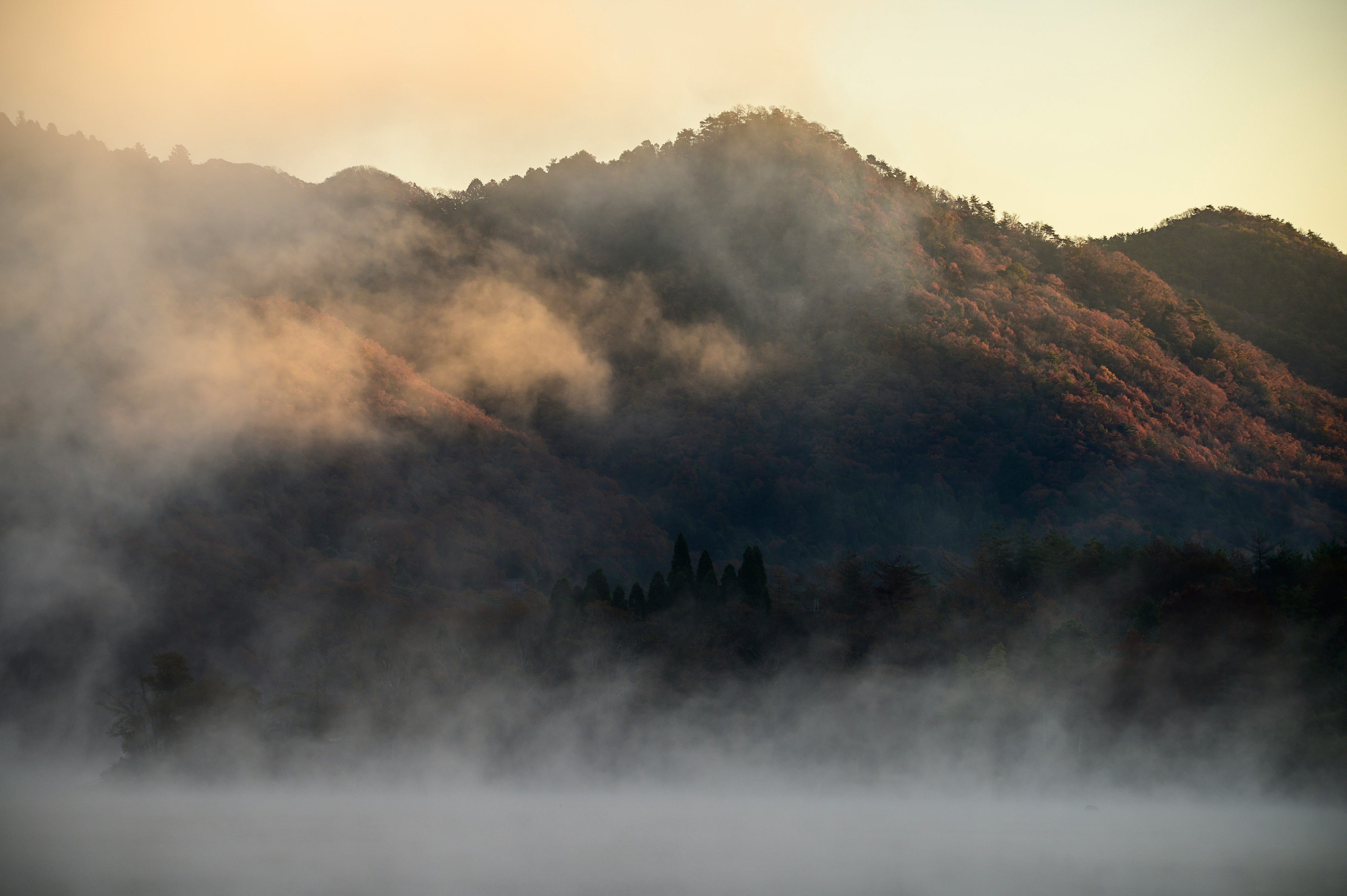 Verschneite Berglandschaft mit sanftem Licht