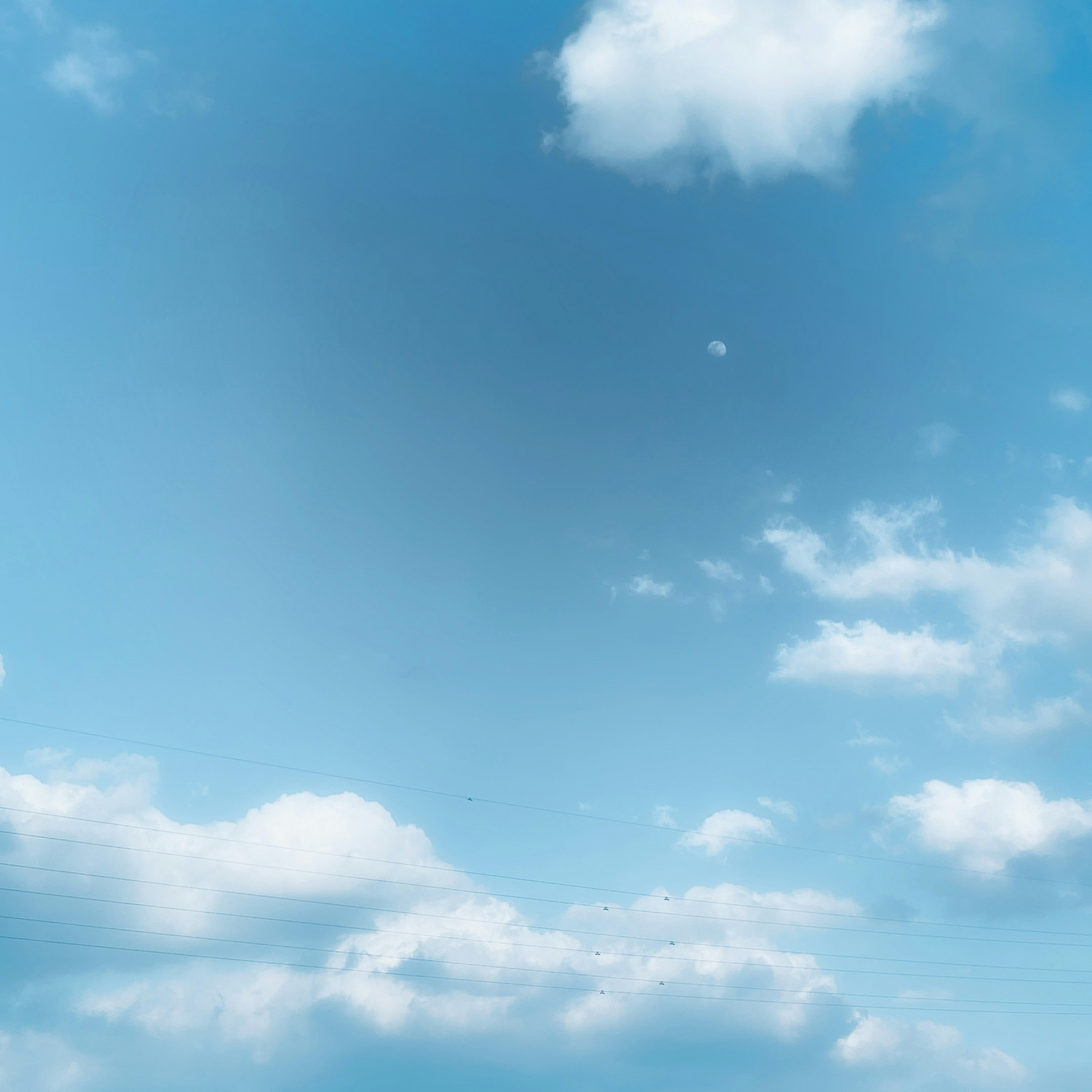 Un ciel bleu clair avec des nuages blancs duveteux