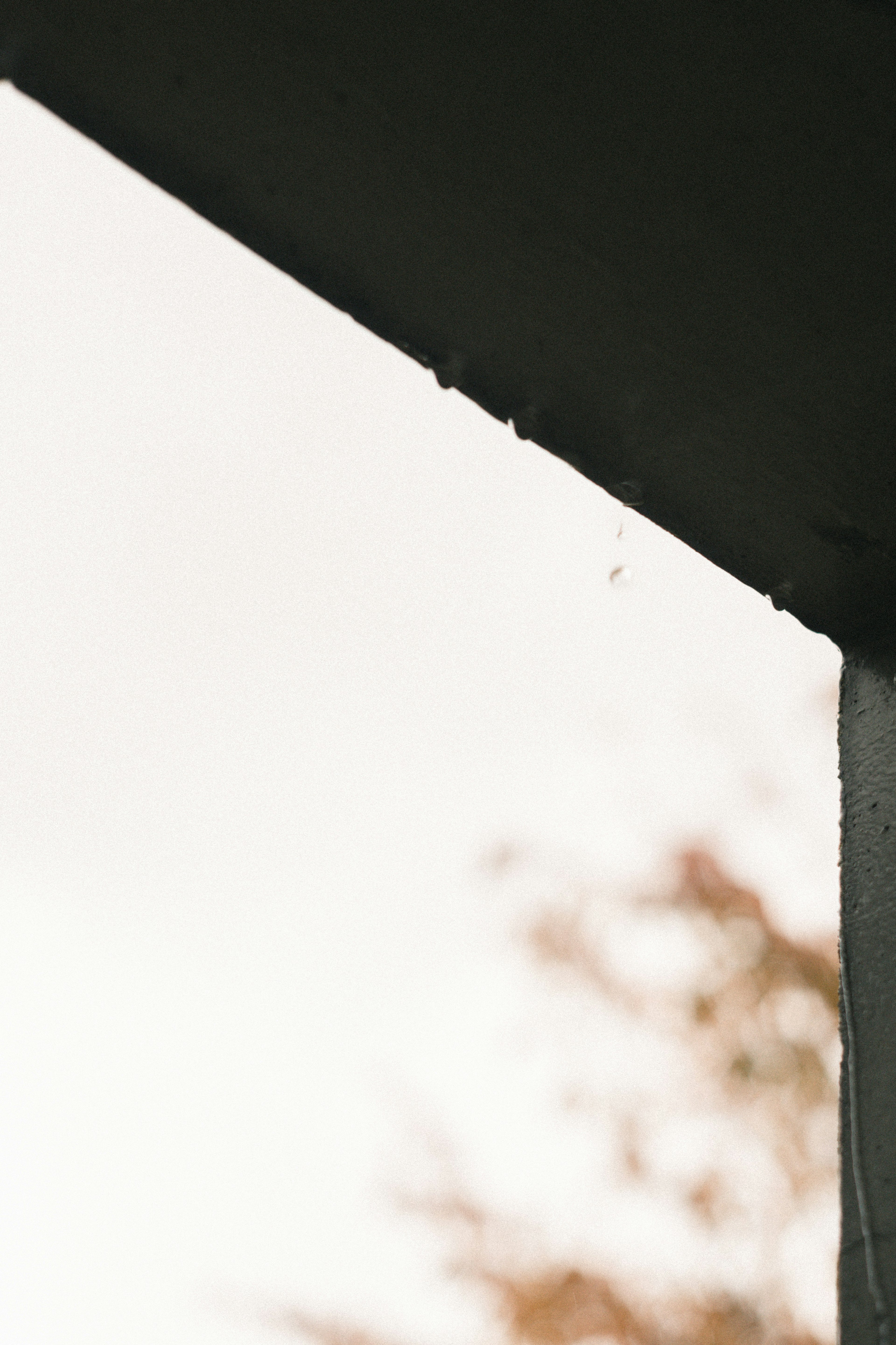 Close-up of rainwater dripping from the edge of a roof