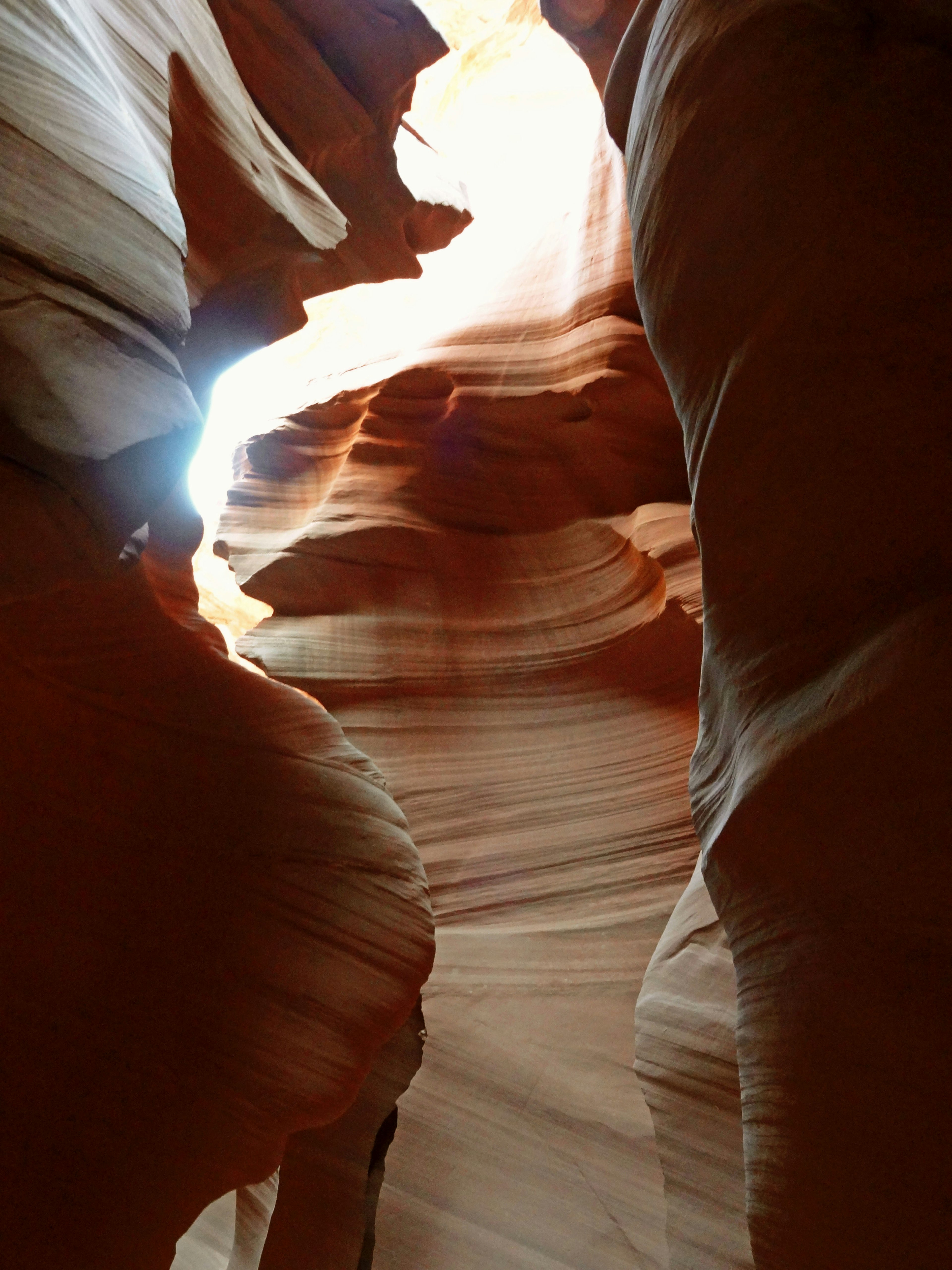 Light streaming through the narrow passage of Antelope Canyon