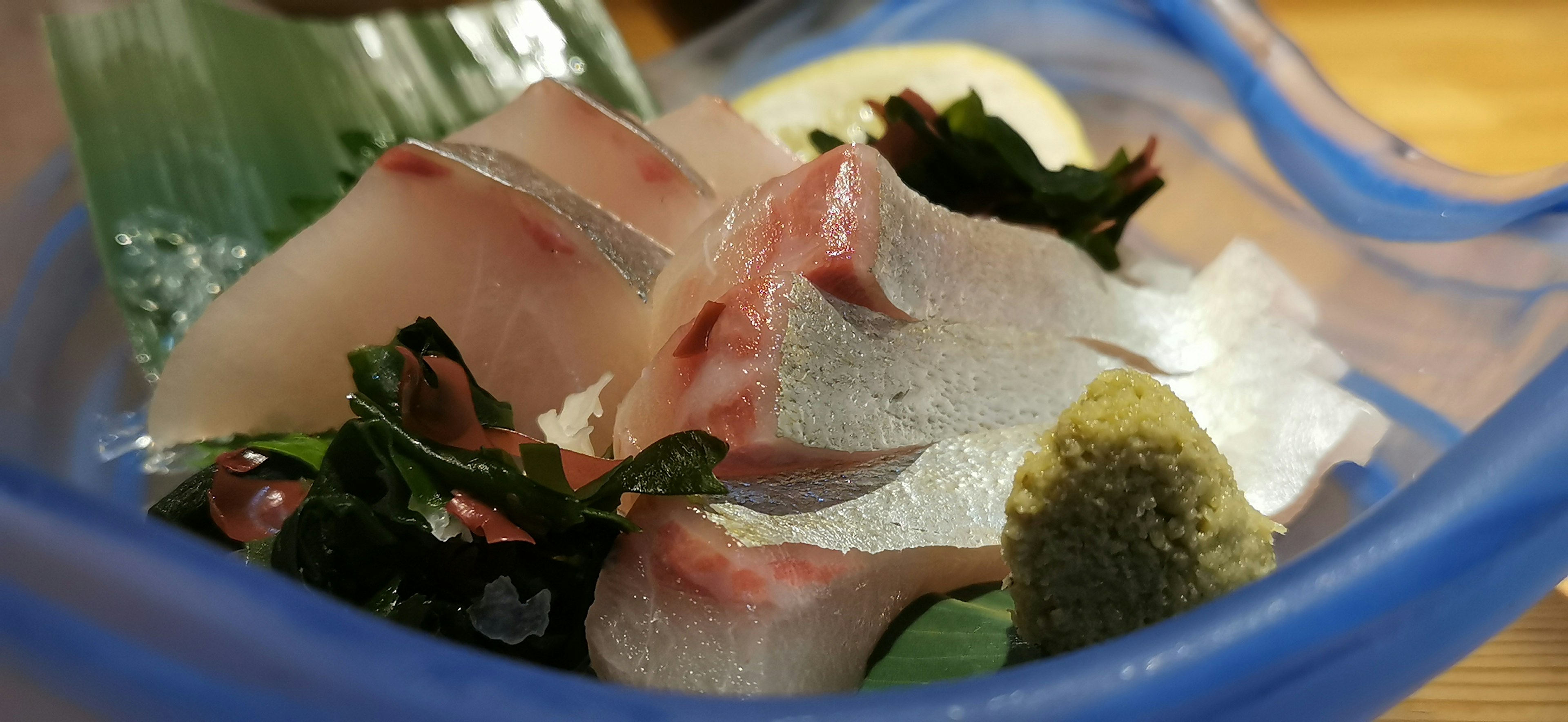 Fresh sashimi and seaweed assortment