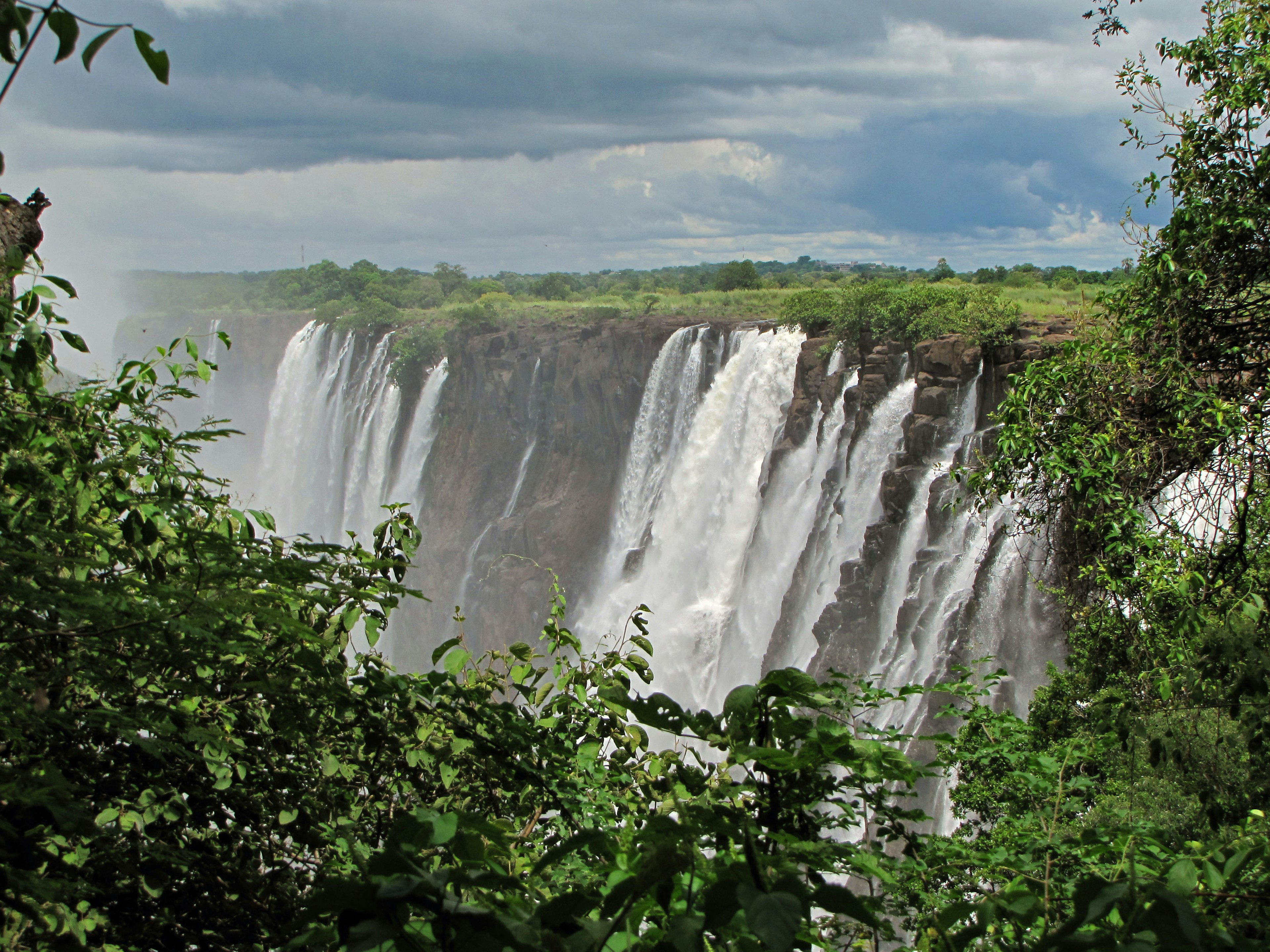 Majestic waterfall surrounded by lush greenery