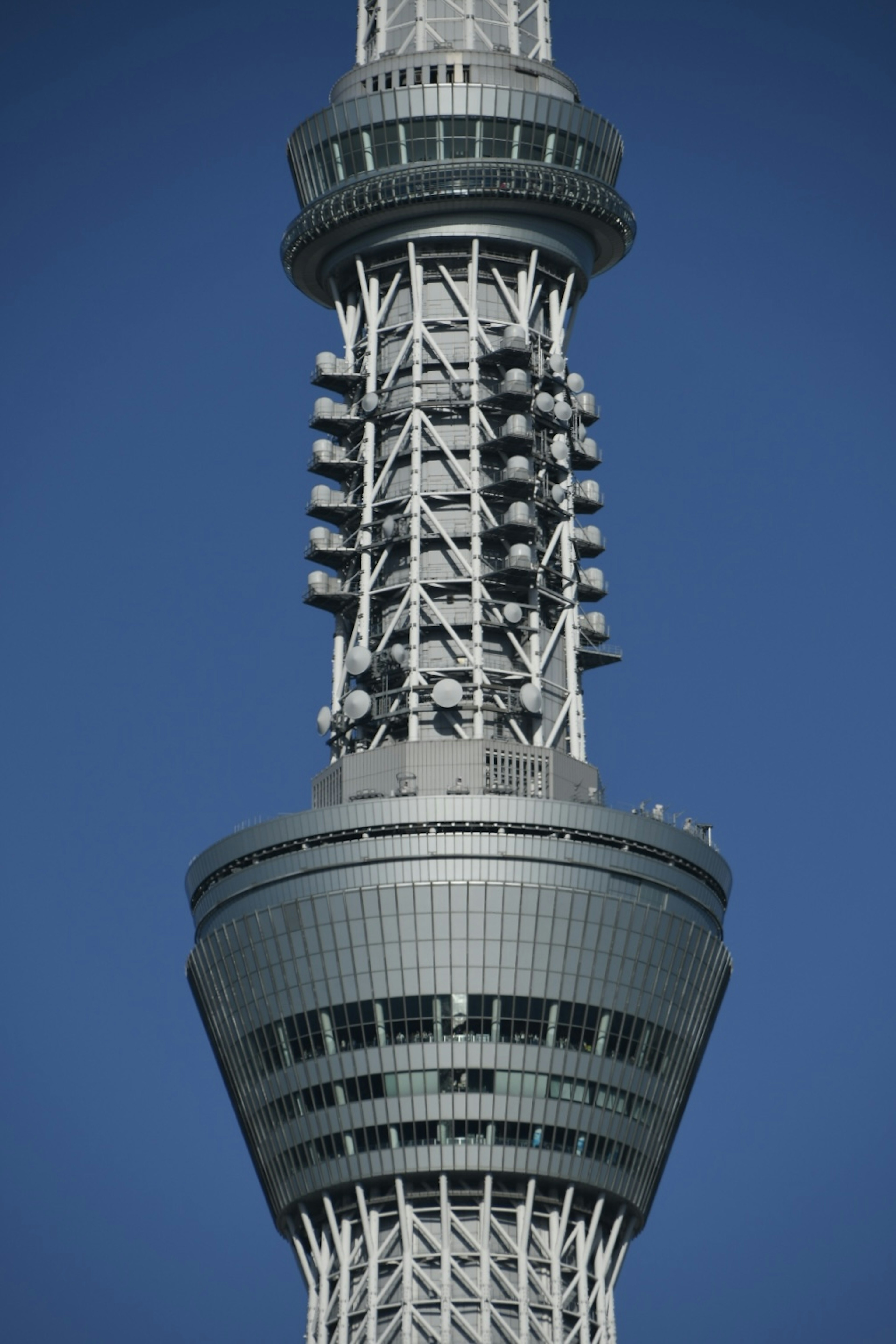 Close-up of the upper structure of Tokyo Skytree