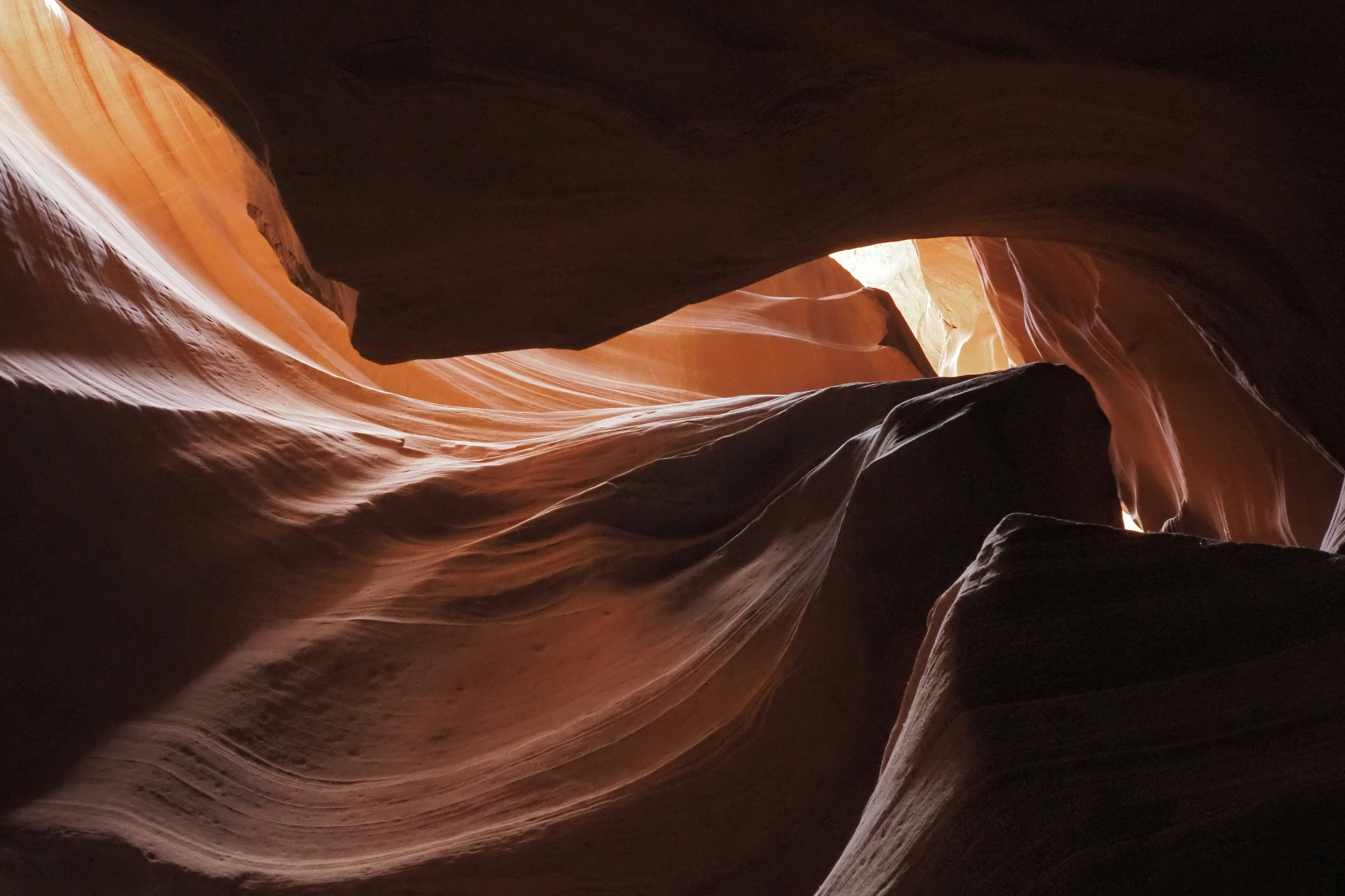 Beautiful orange rock canyon with light filtering through