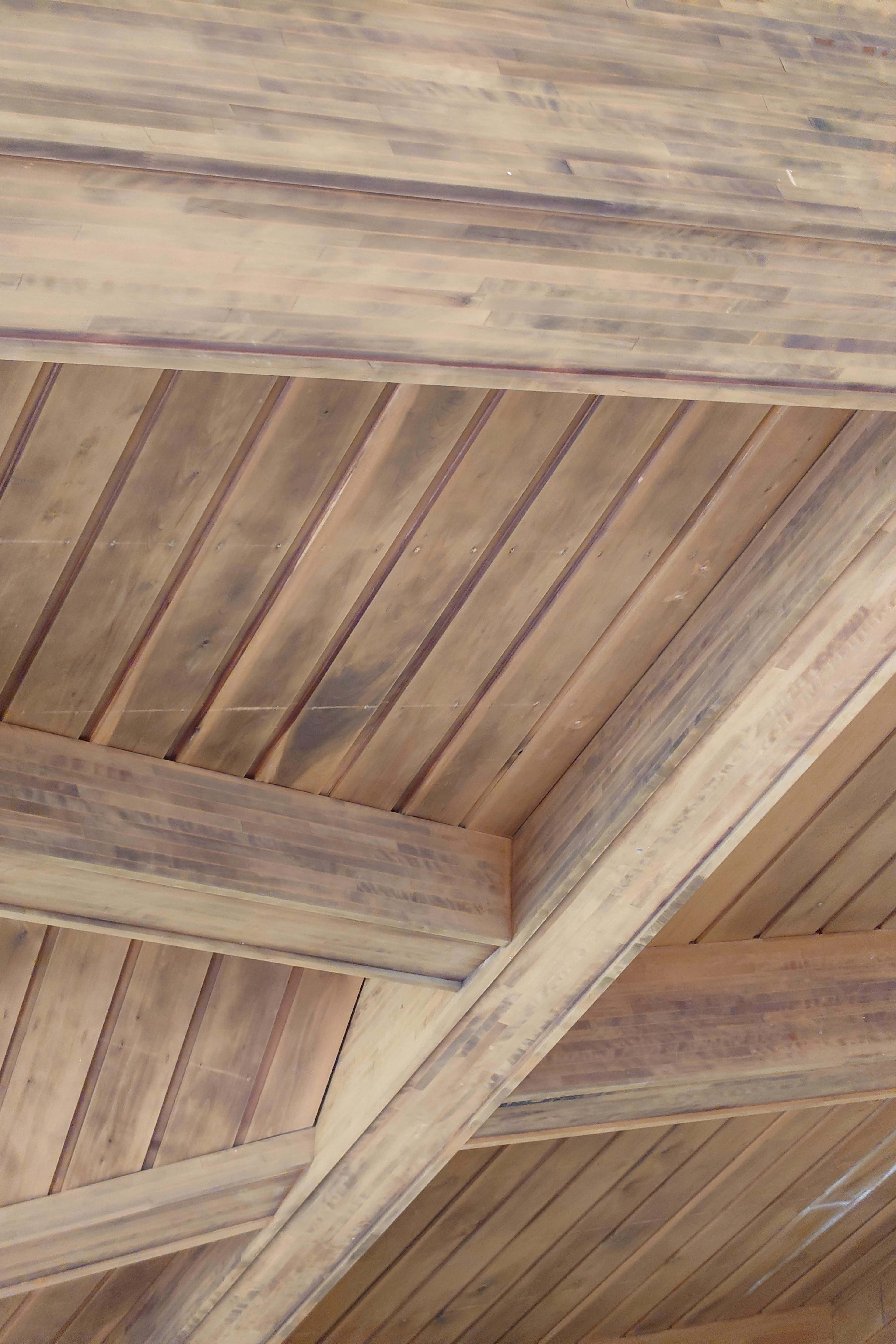 Detailed wooden ceiling structure and texture