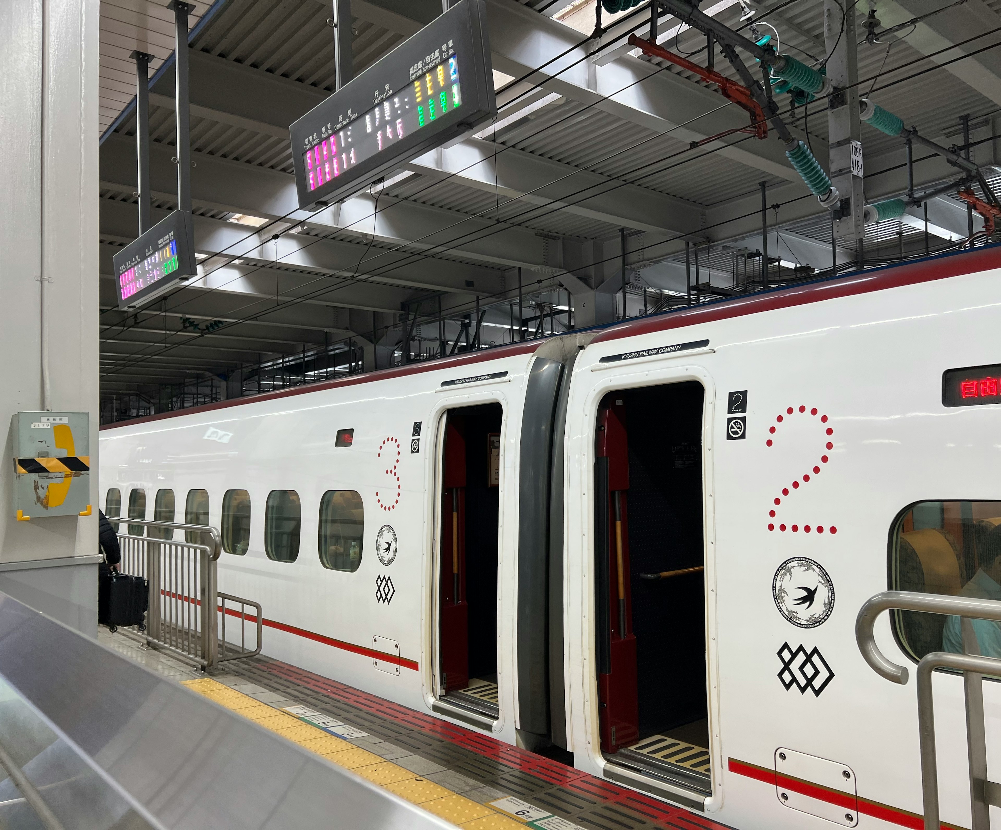 Shinkansen train at the station with open doors