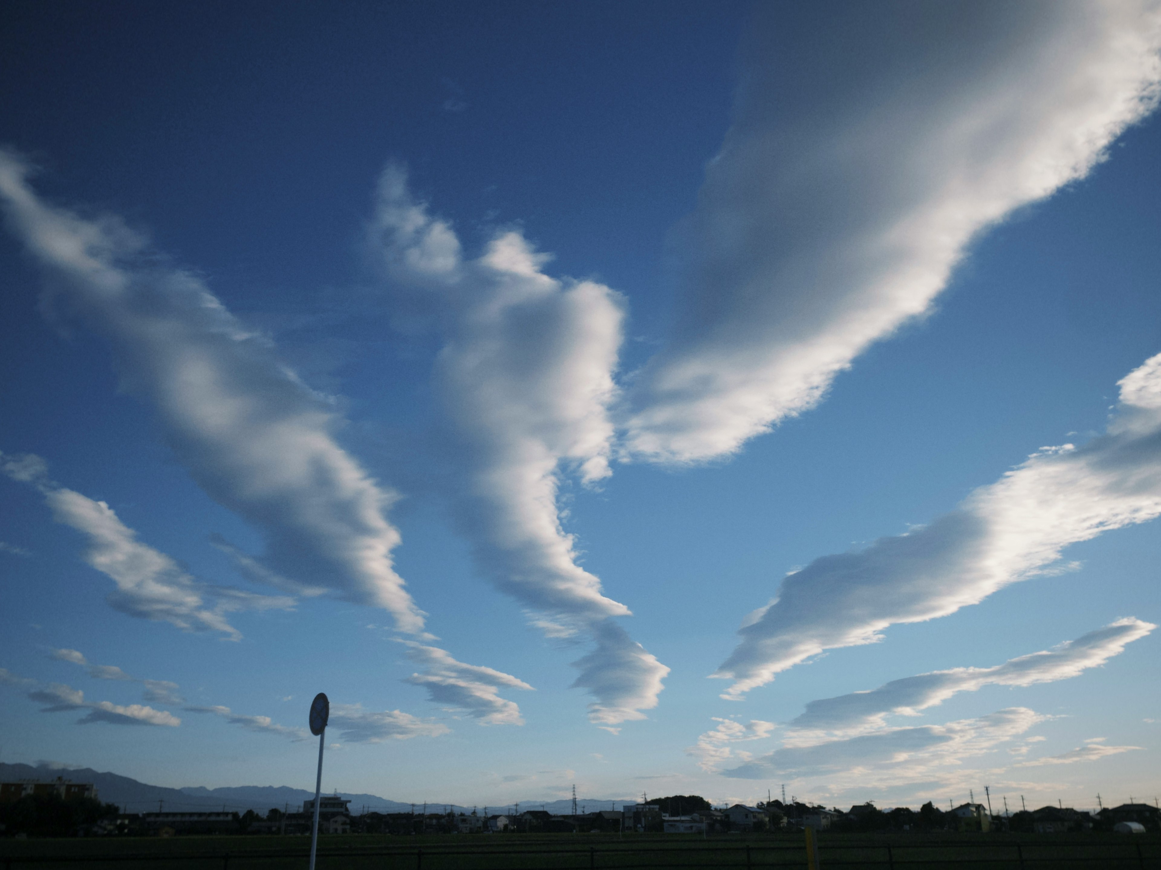 青空に浮かぶ流れる雲の様子