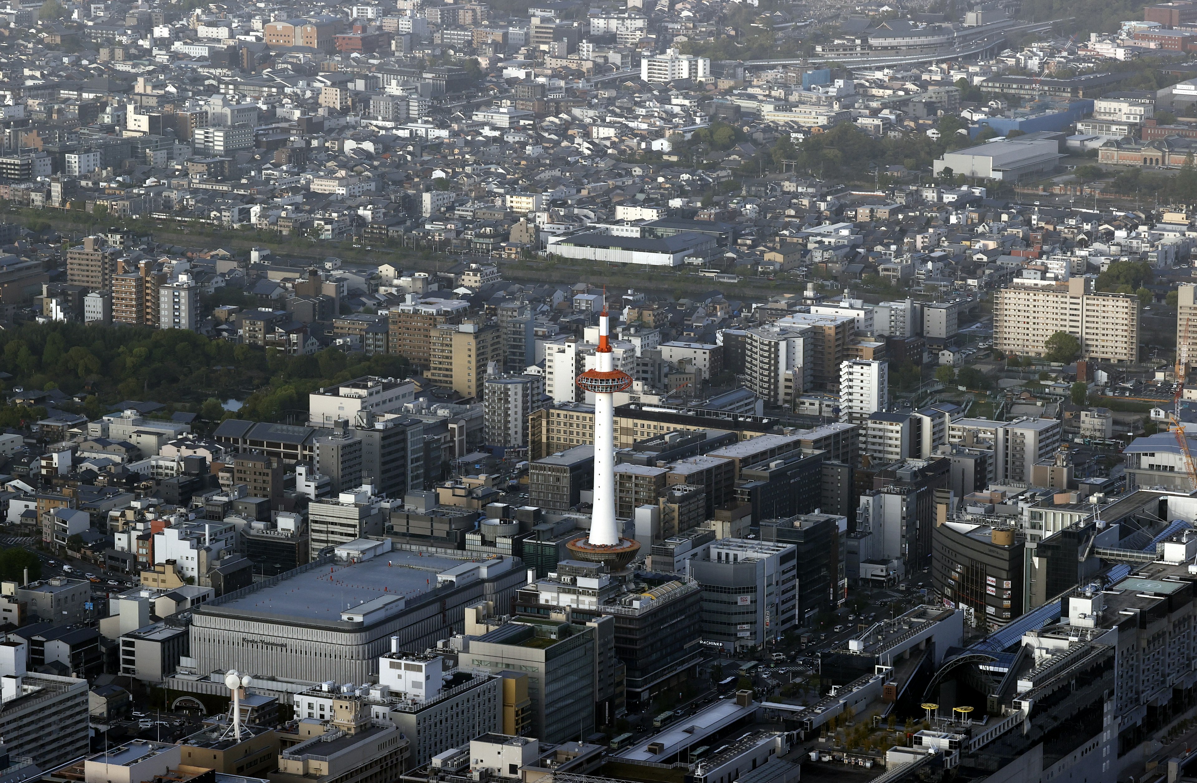 Aerial view of Nagoya cityscape featuring the TV tower