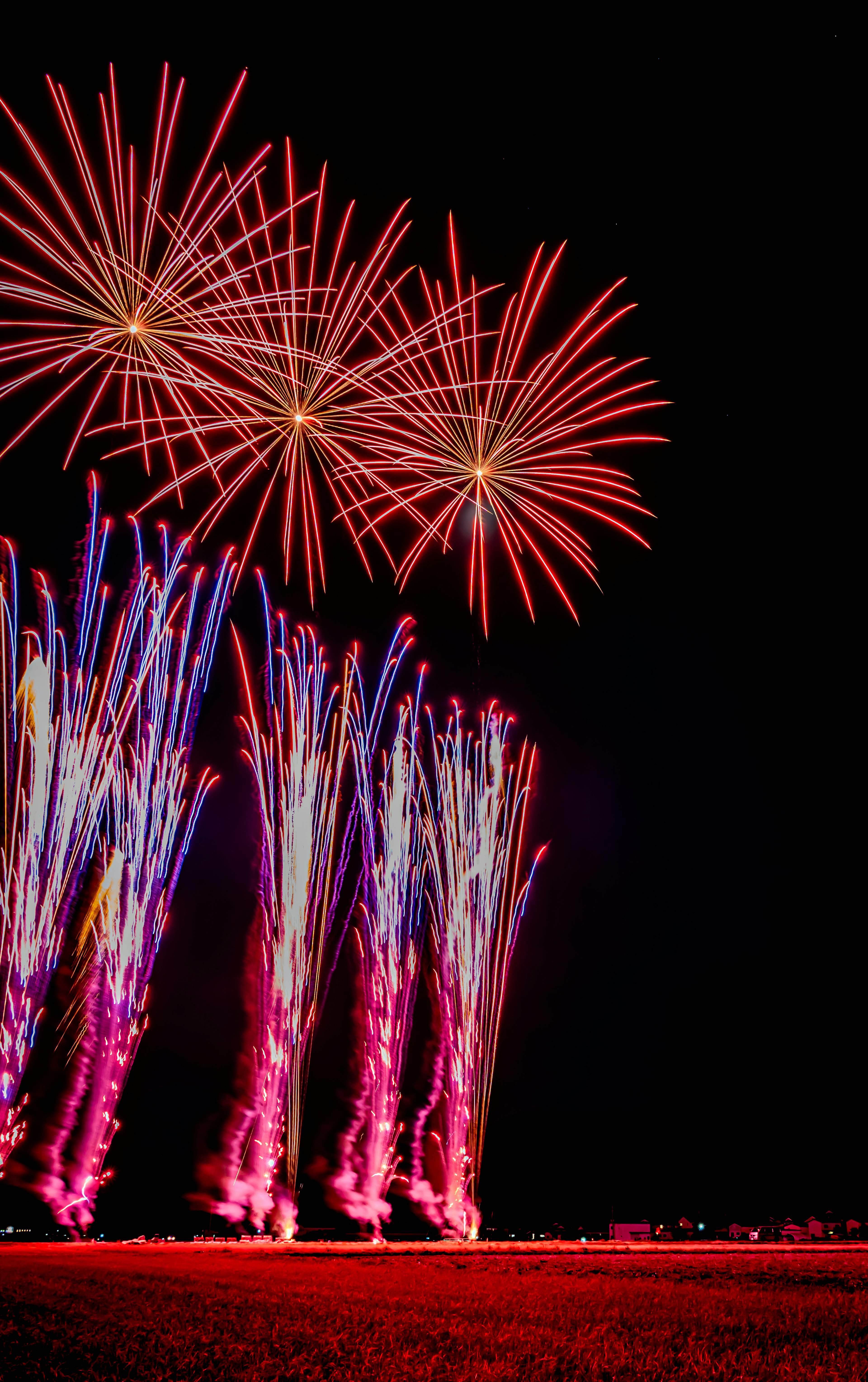 Colorful fireworks bursting in the night sky