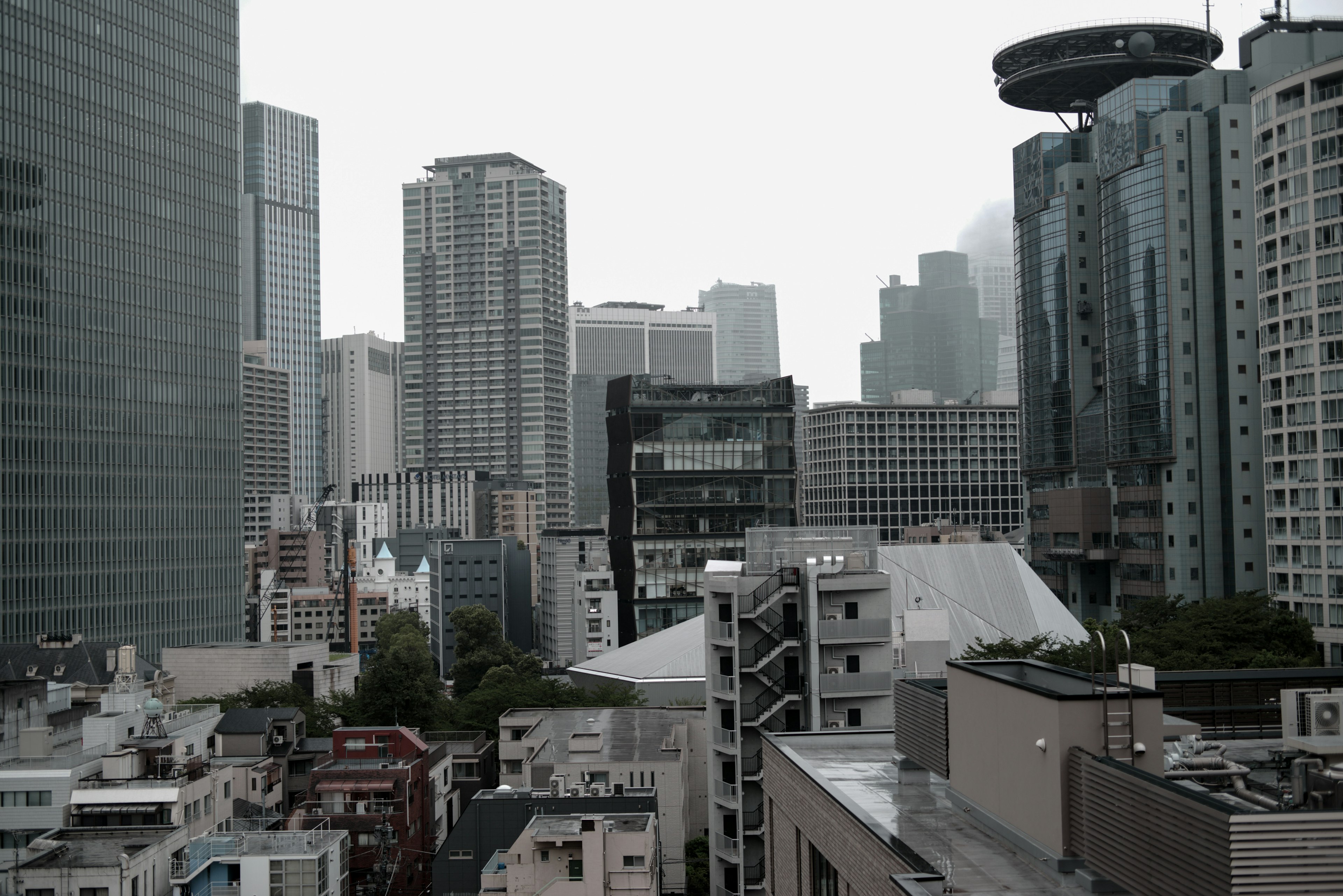 Panoramic view of skyscrapers and urban landscape