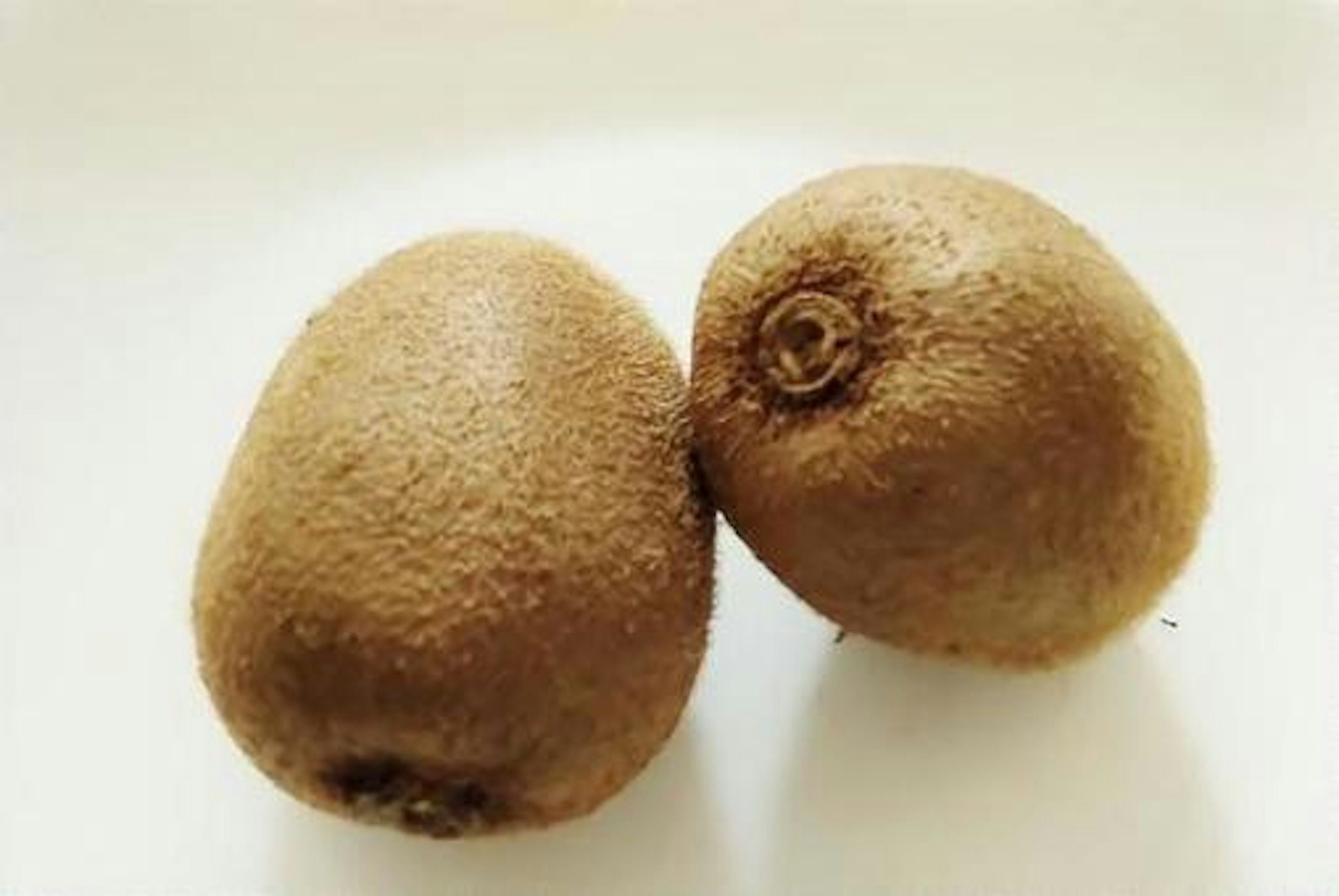 Two kiwis placed on a white background