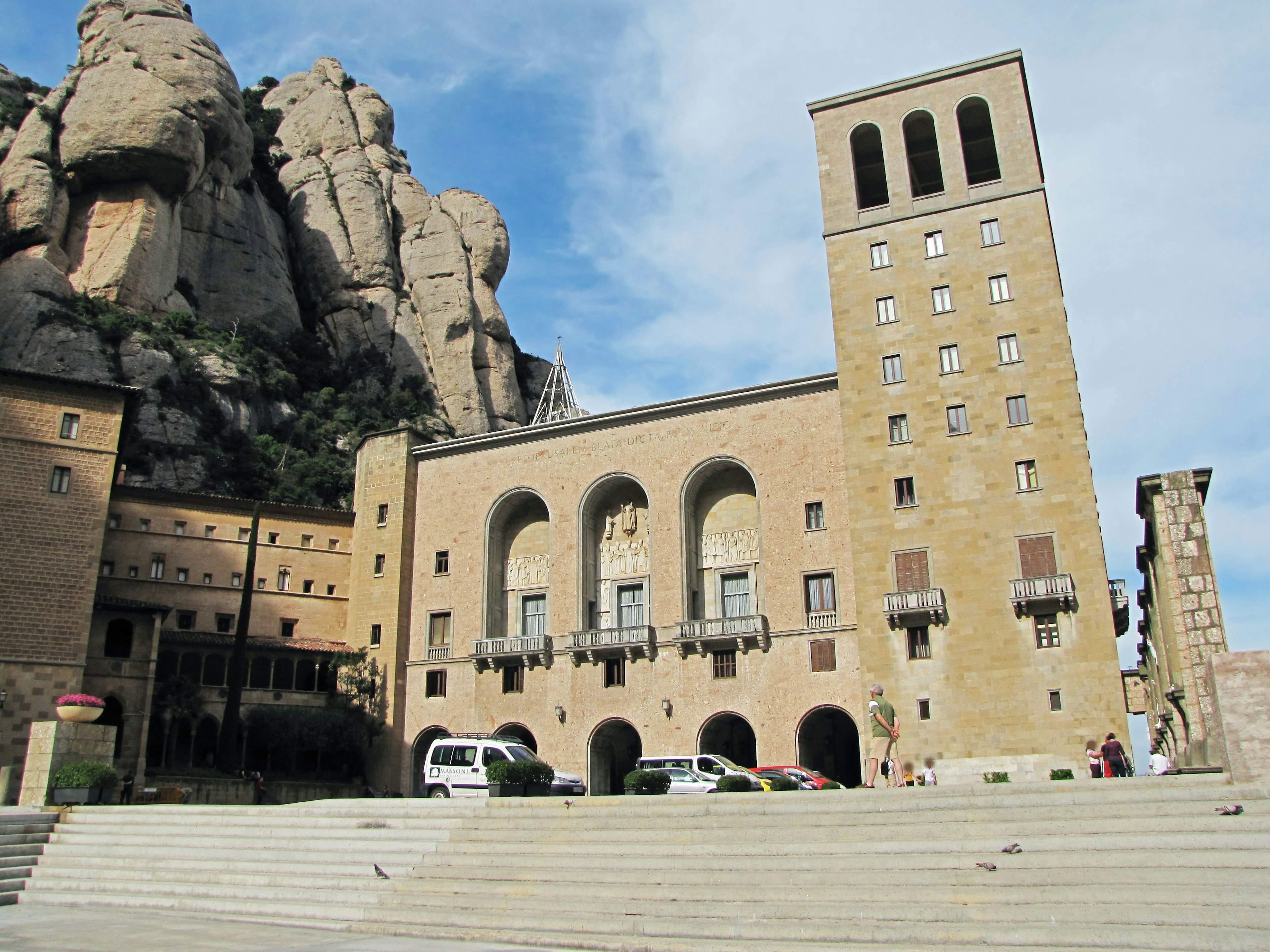 Montserrat monastery building with rocky landscape