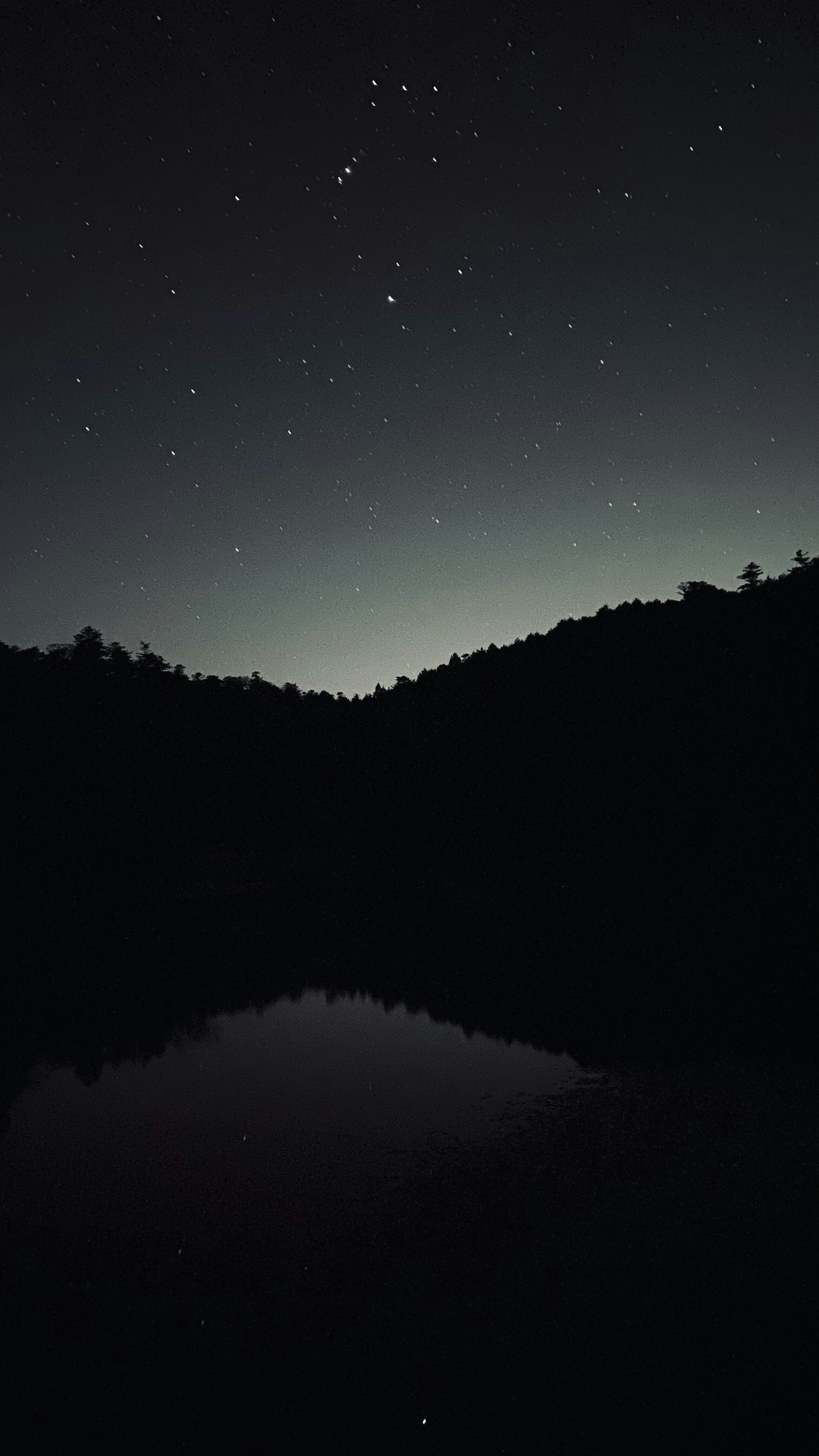 Lac serein reflétant un ciel étoilé la nuit