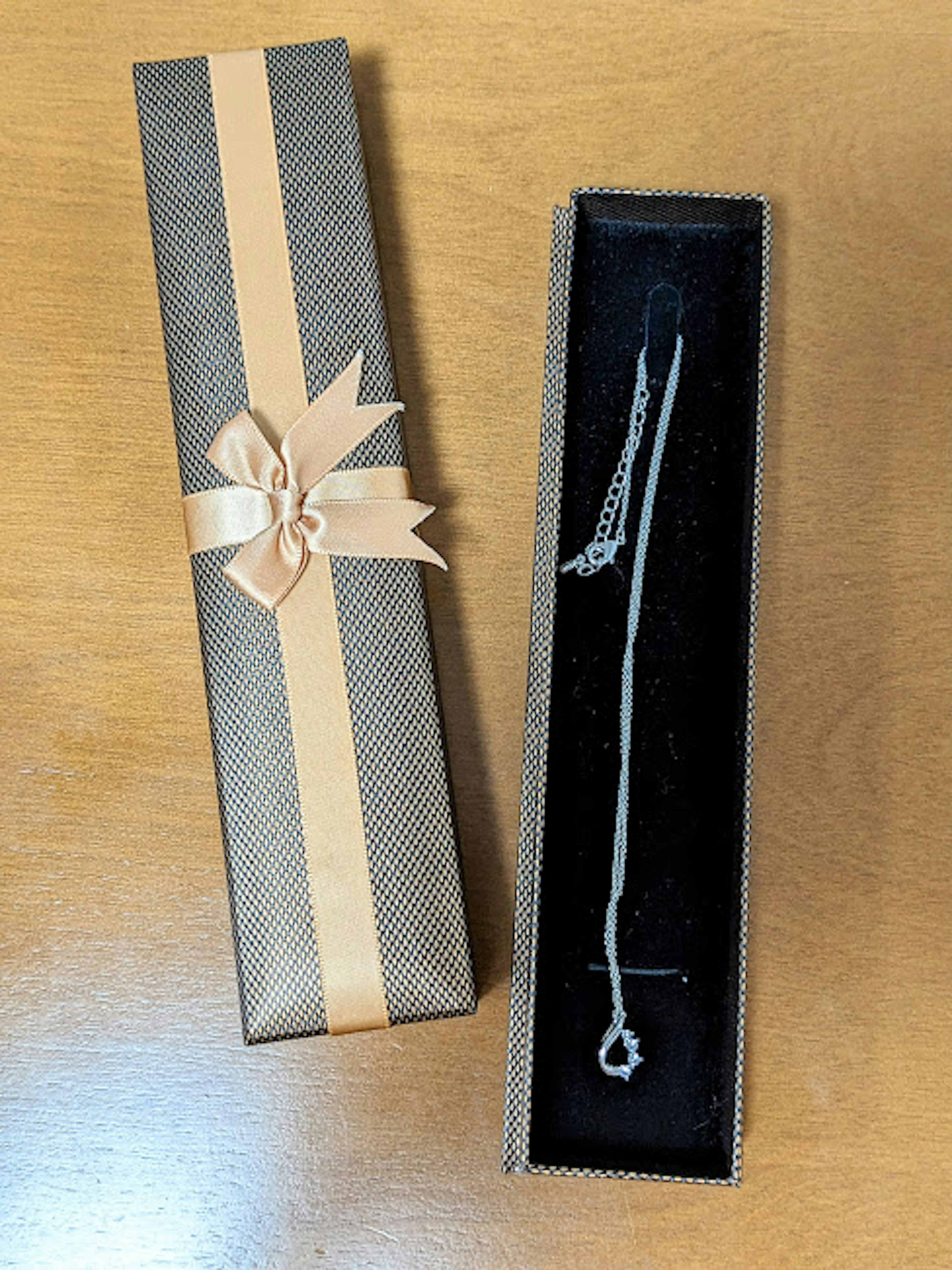 Elegant gift box with a silver bracelet inside