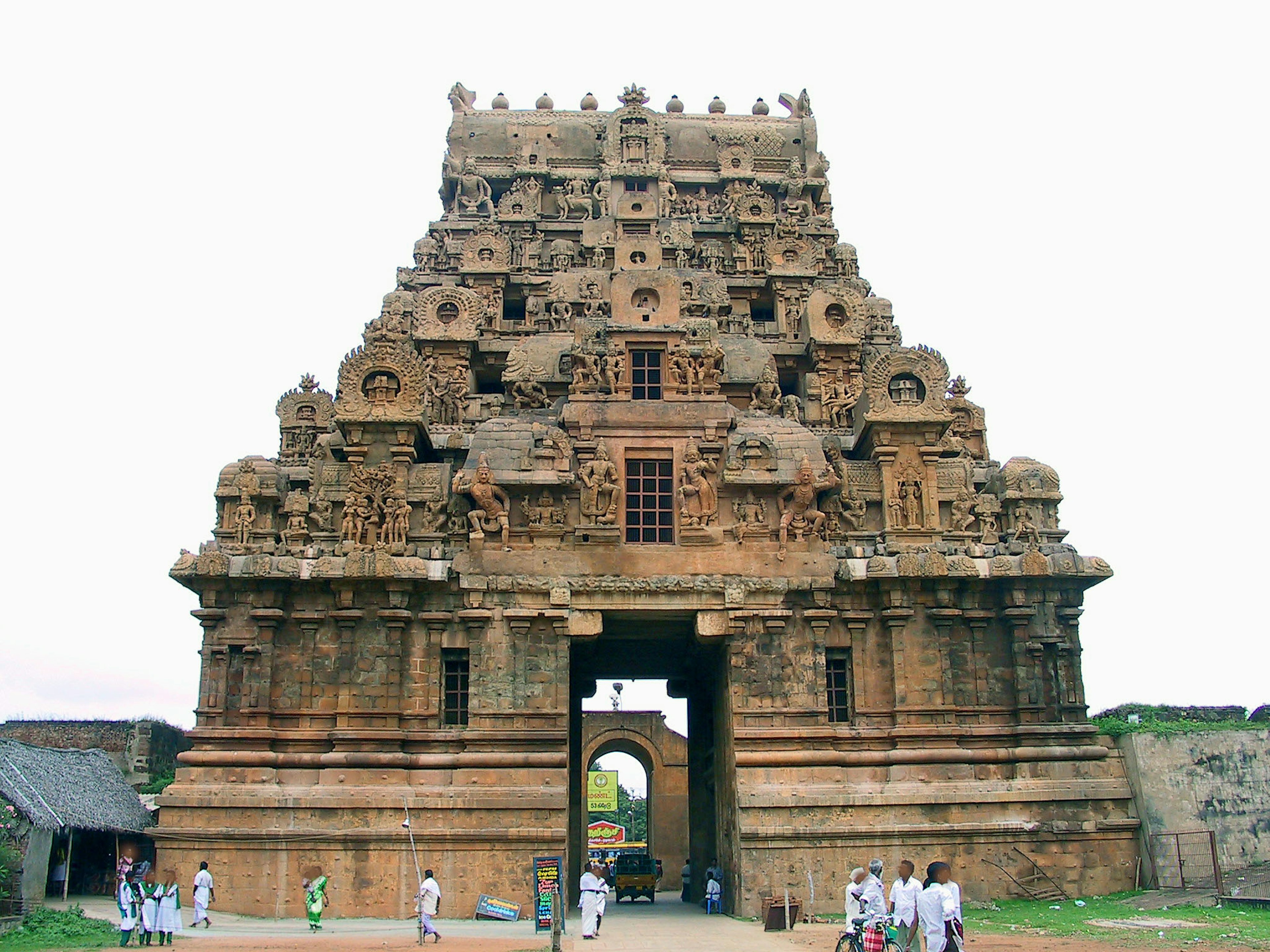 Ancient temple with intricate carvings and towering structure