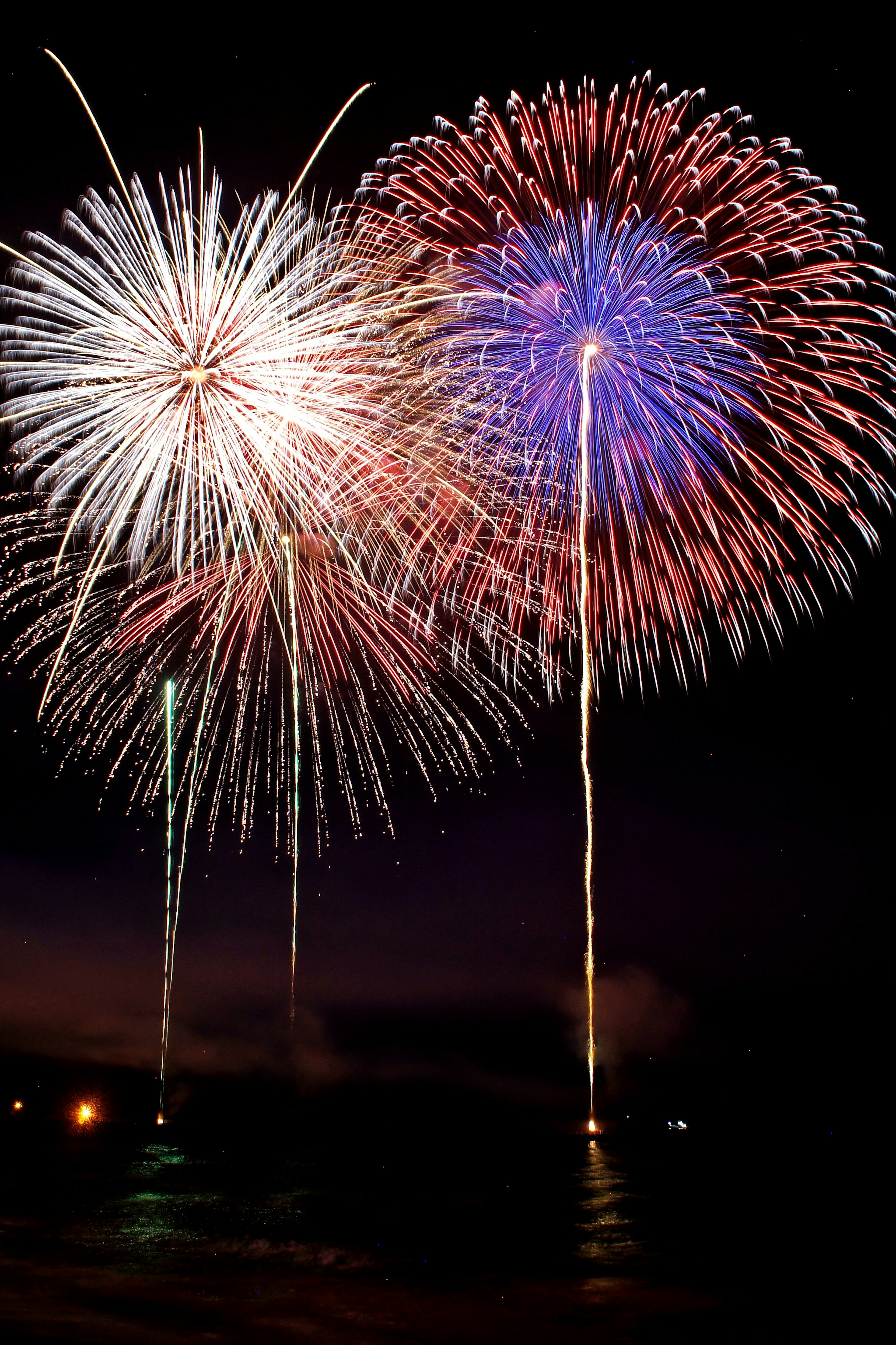 Feux d'artifice colorés éclatant dans le ciel nocturne