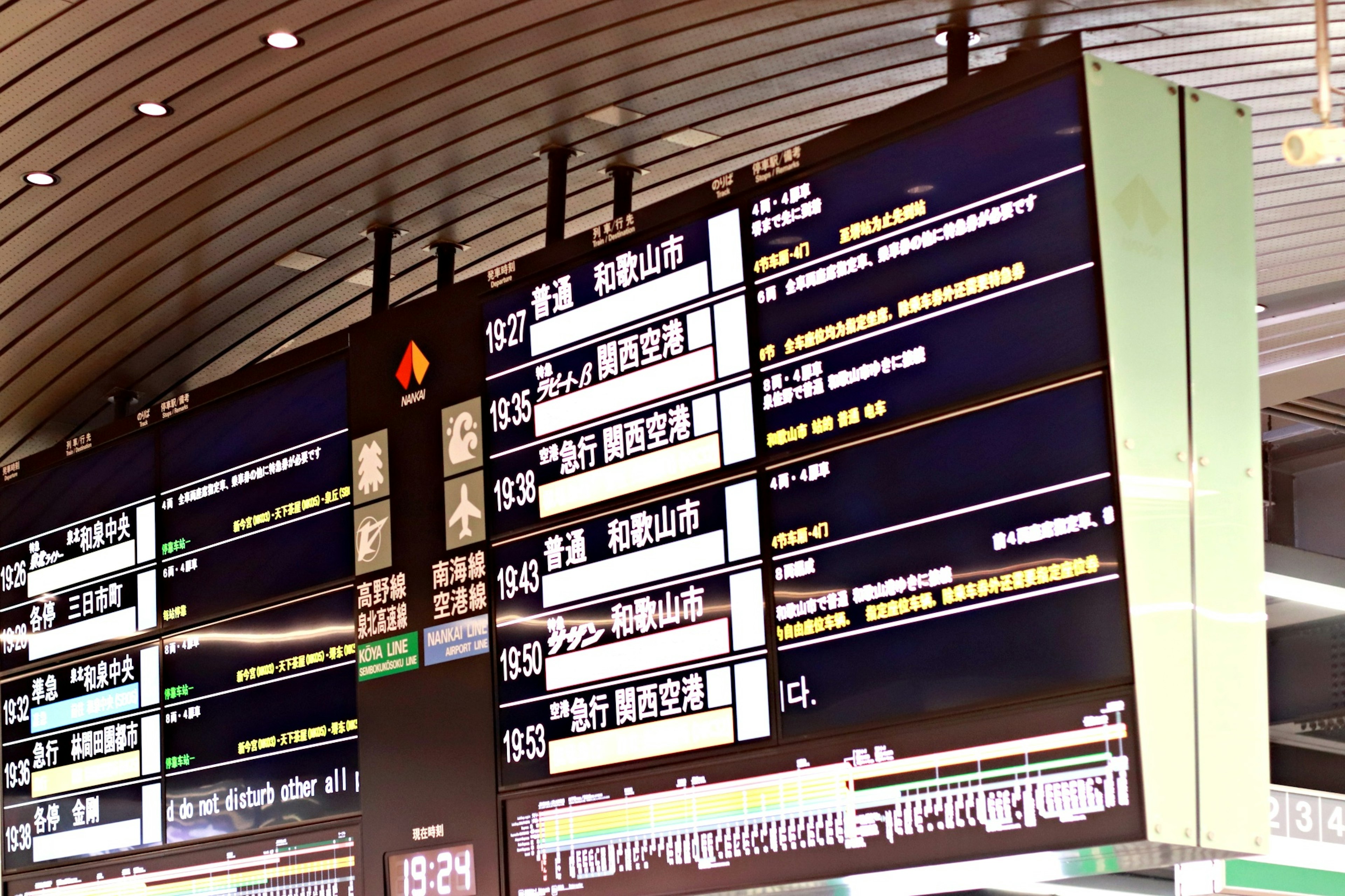 Image of a train station information board displaying schedules