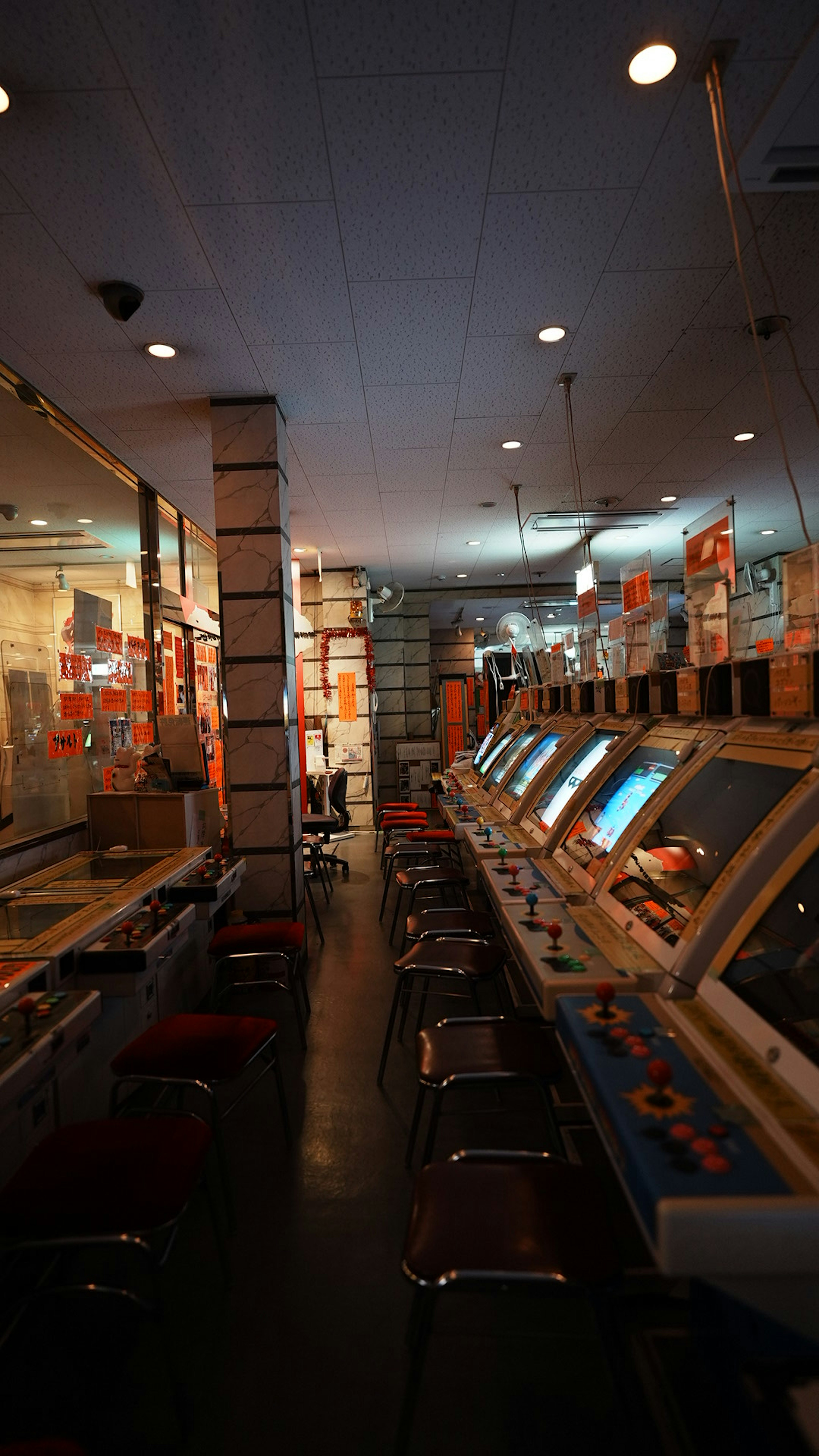 Interior of a retro arcade with game machines