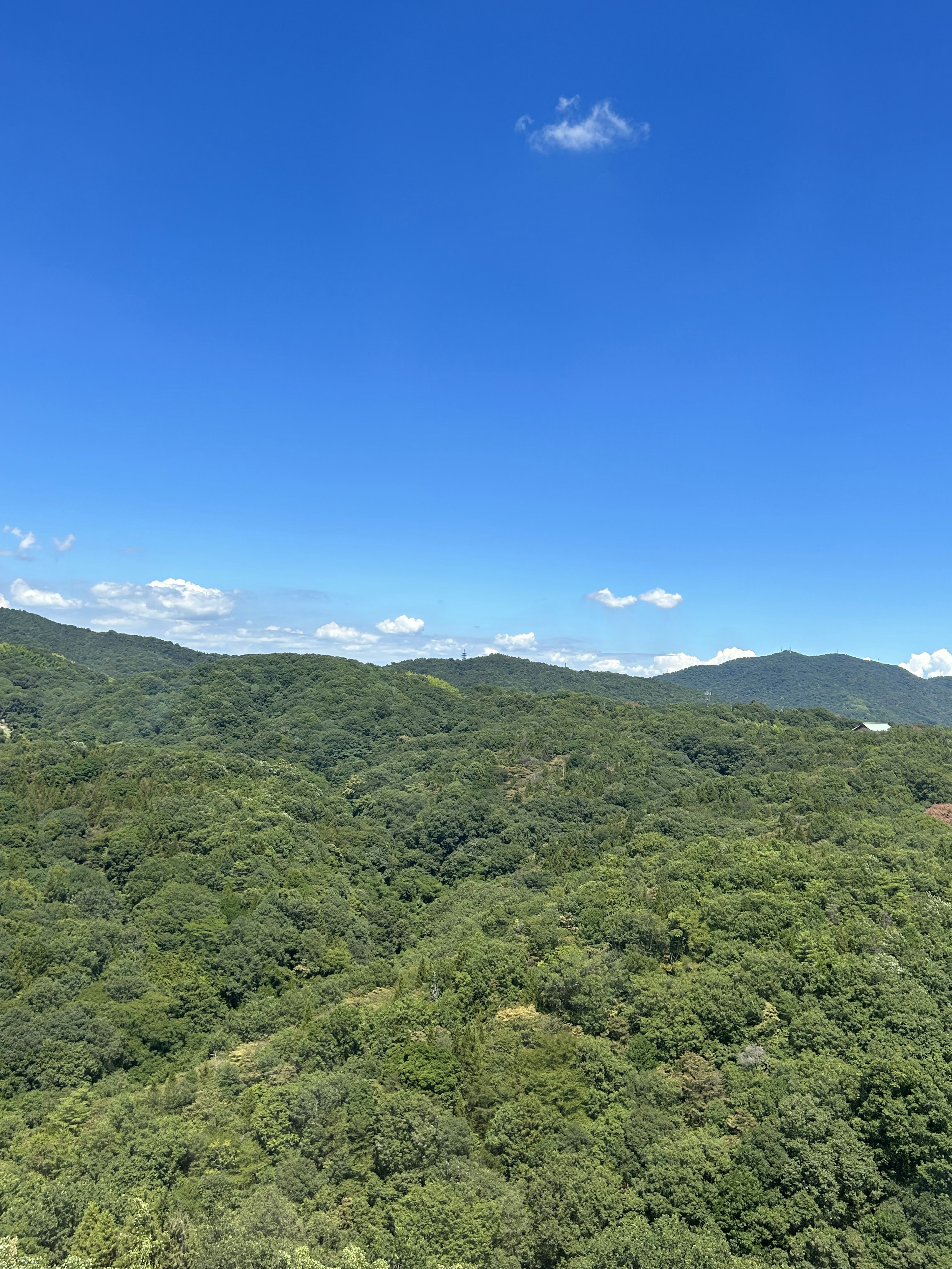 Una vista escénica de montañas verdes bajo un cielo azul