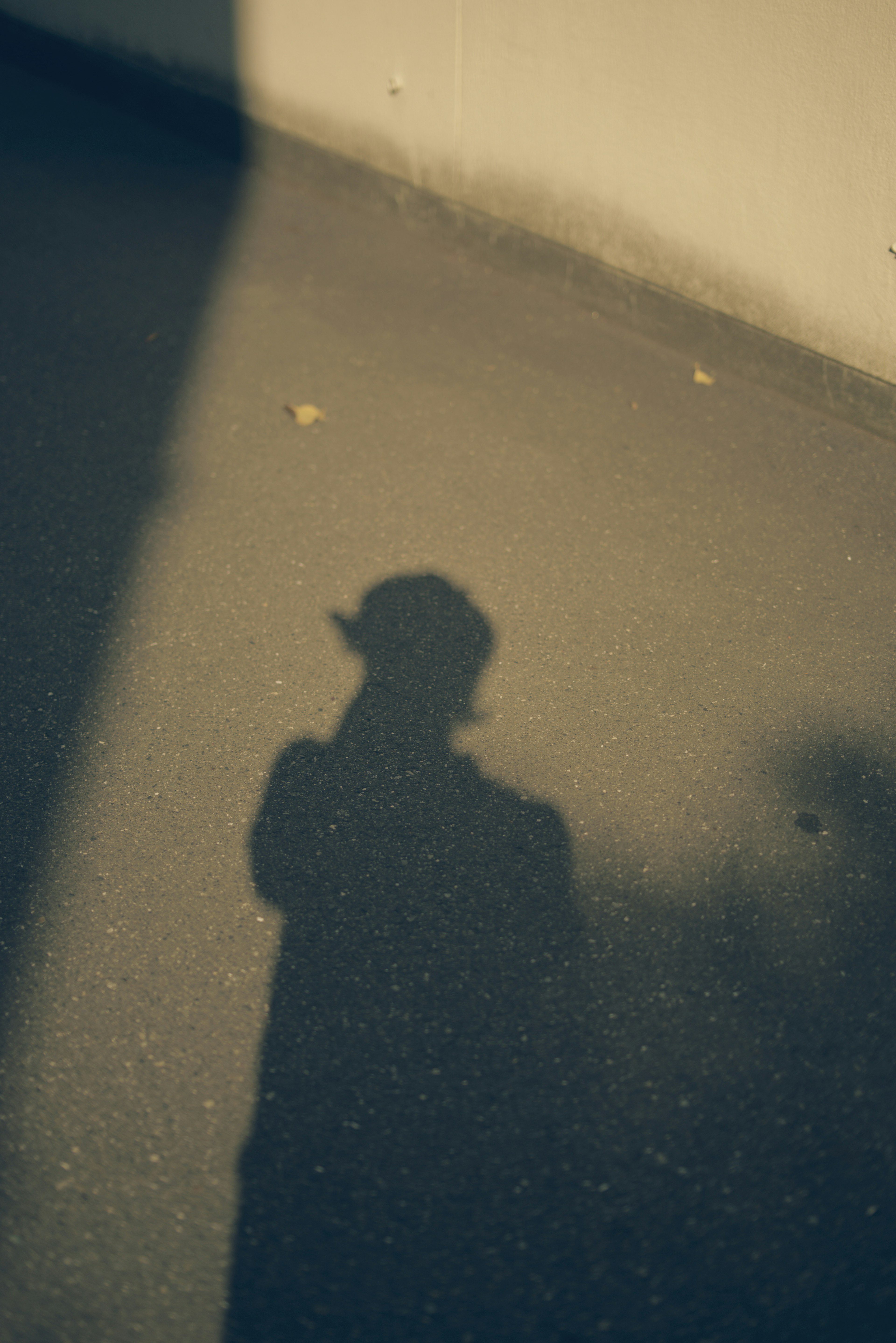 Shadow of a person standing on a concrete surface