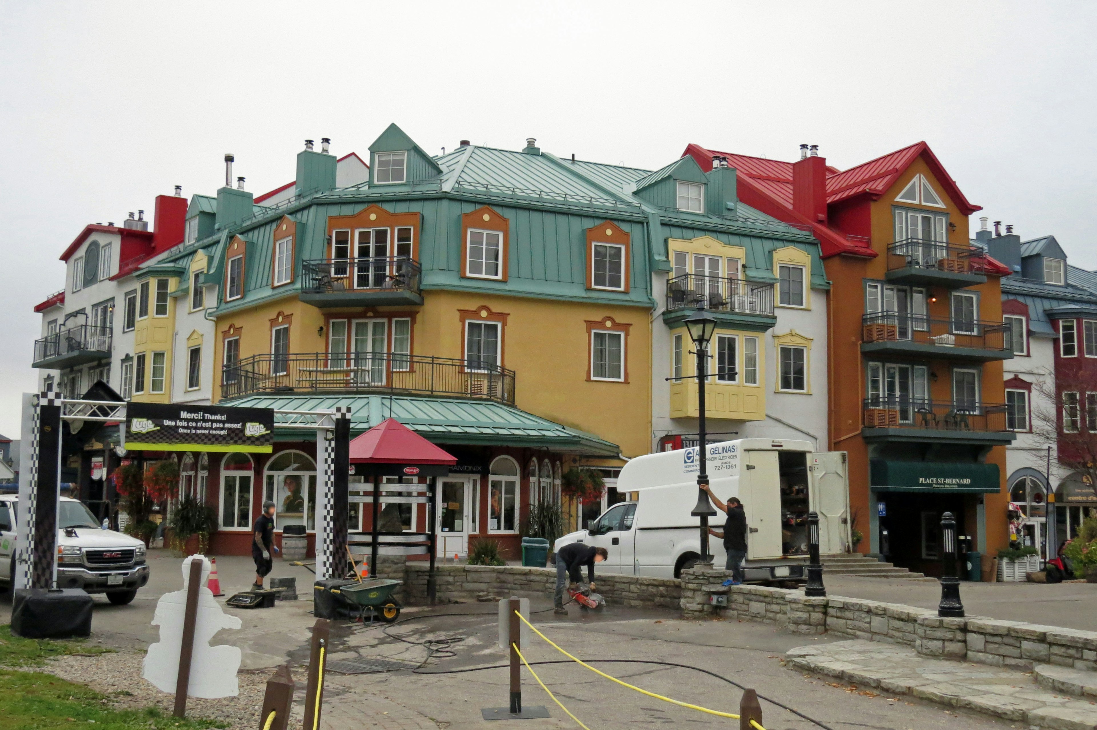 Colorful buildings in a town landscape