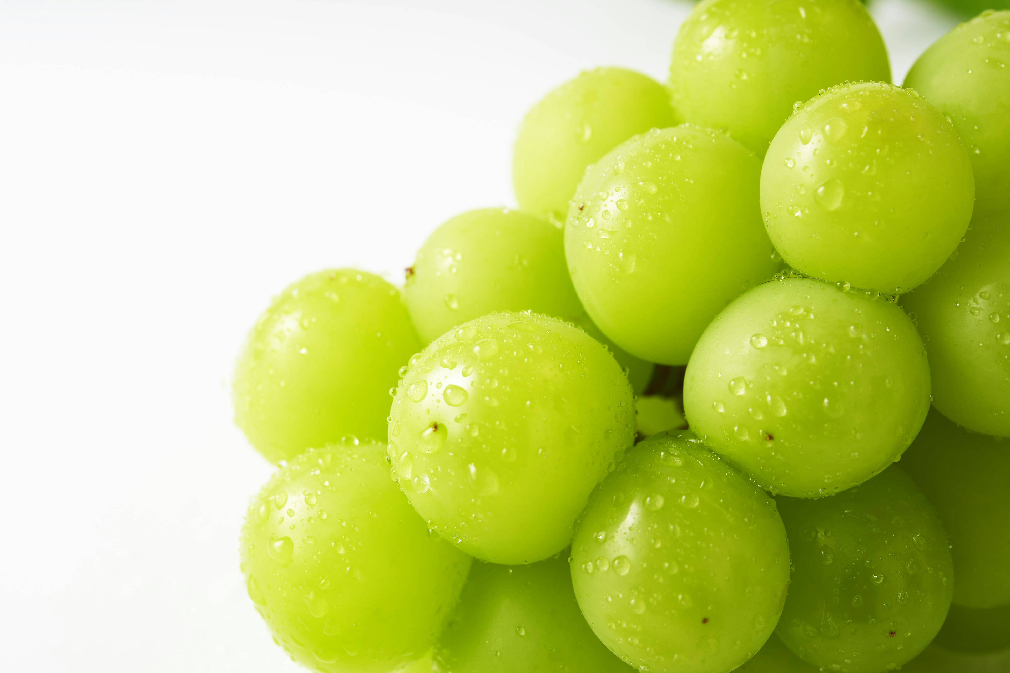 Fresh green grapes with water droplets