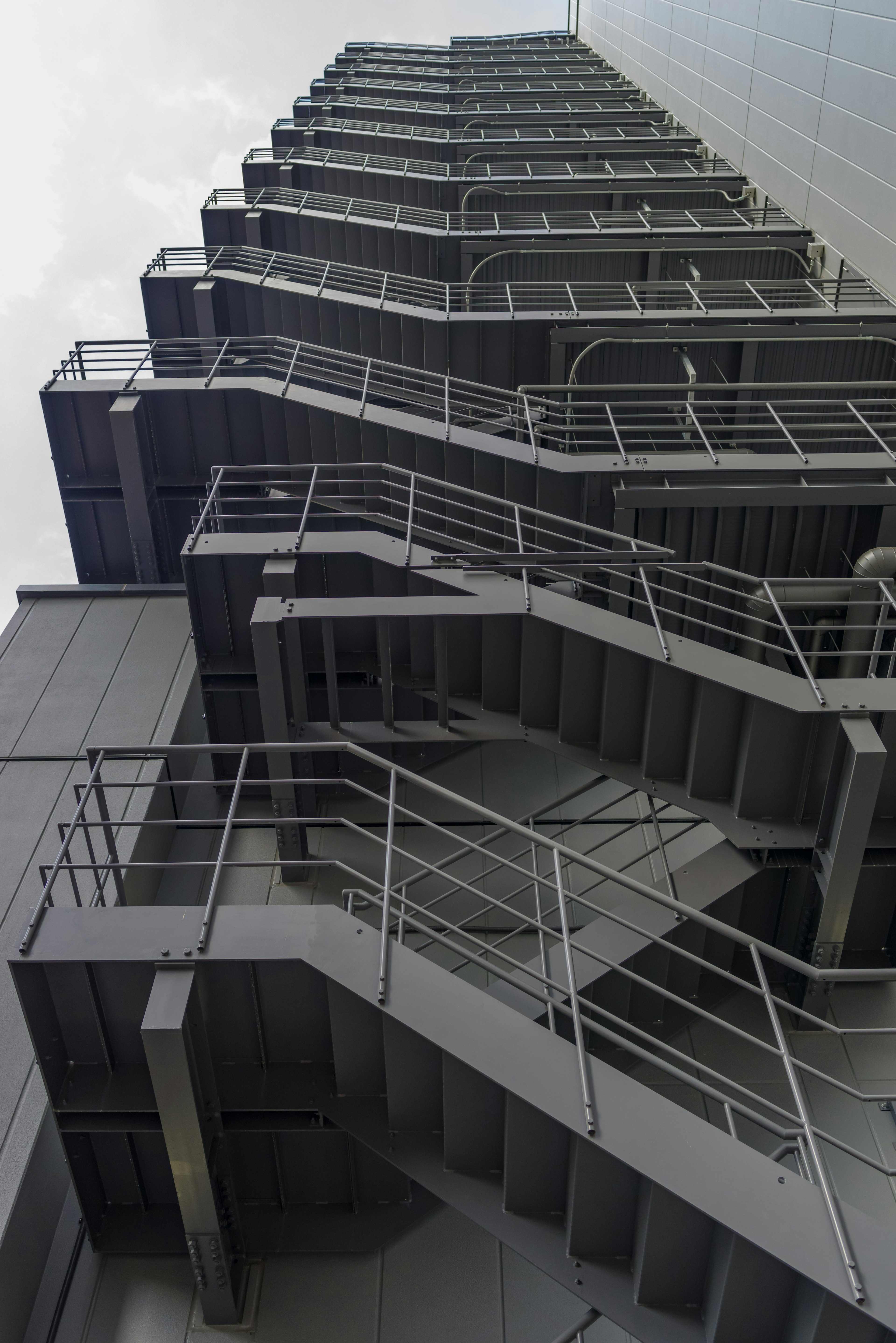 Metal fire escape stairs on the exterior of a building