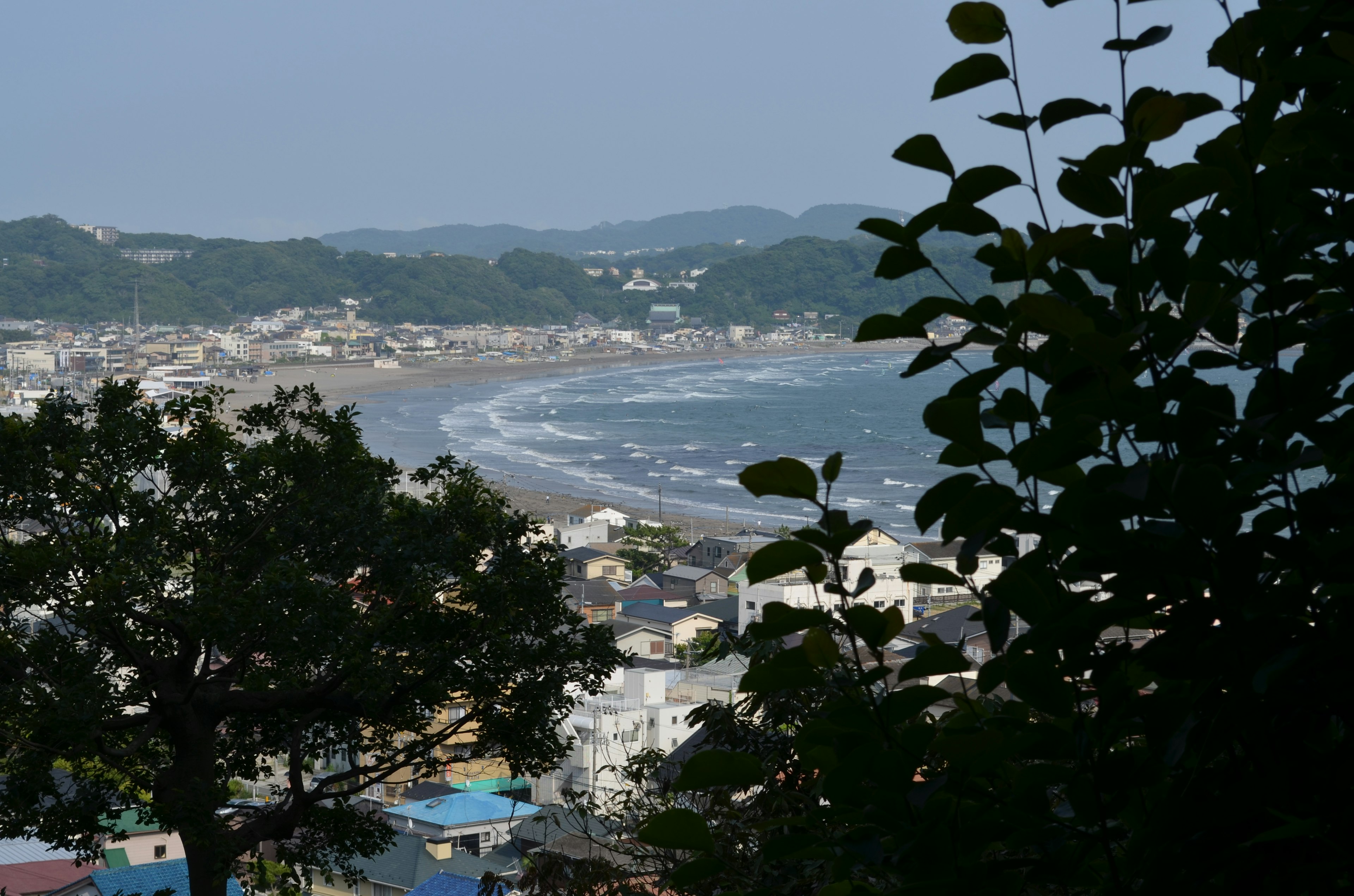 Scenic view of a coastline with houses