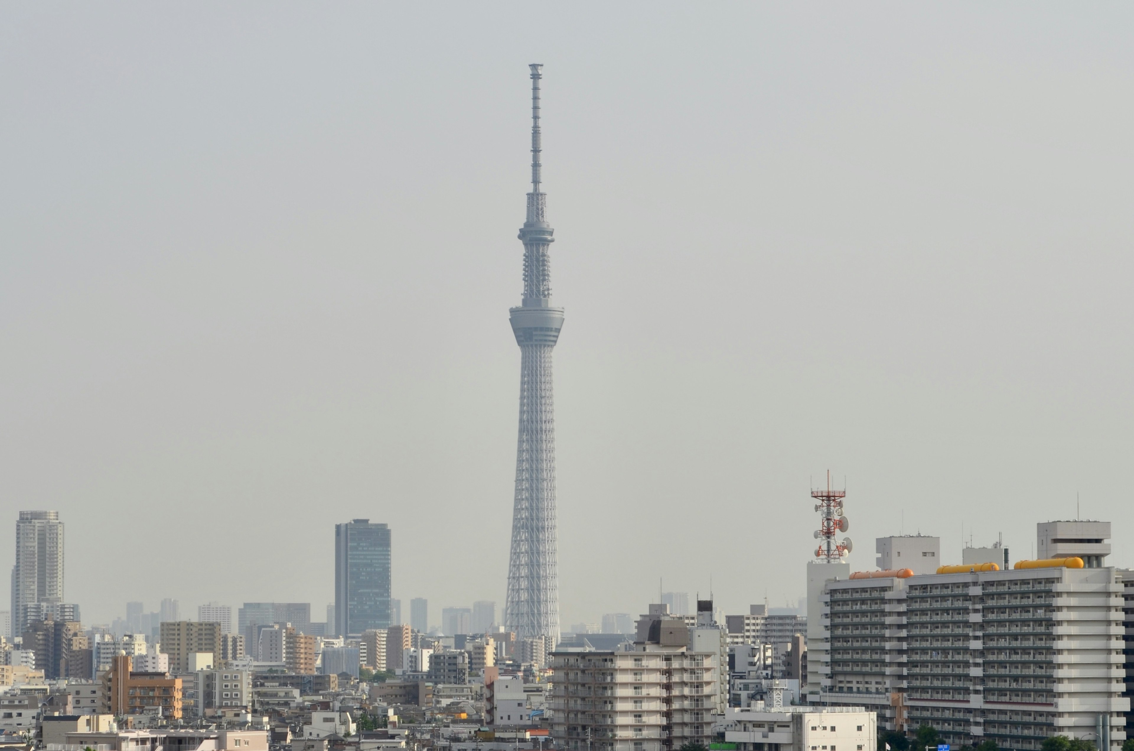 Pemandangan kota dengan Tokyo Skytree di kejauhan