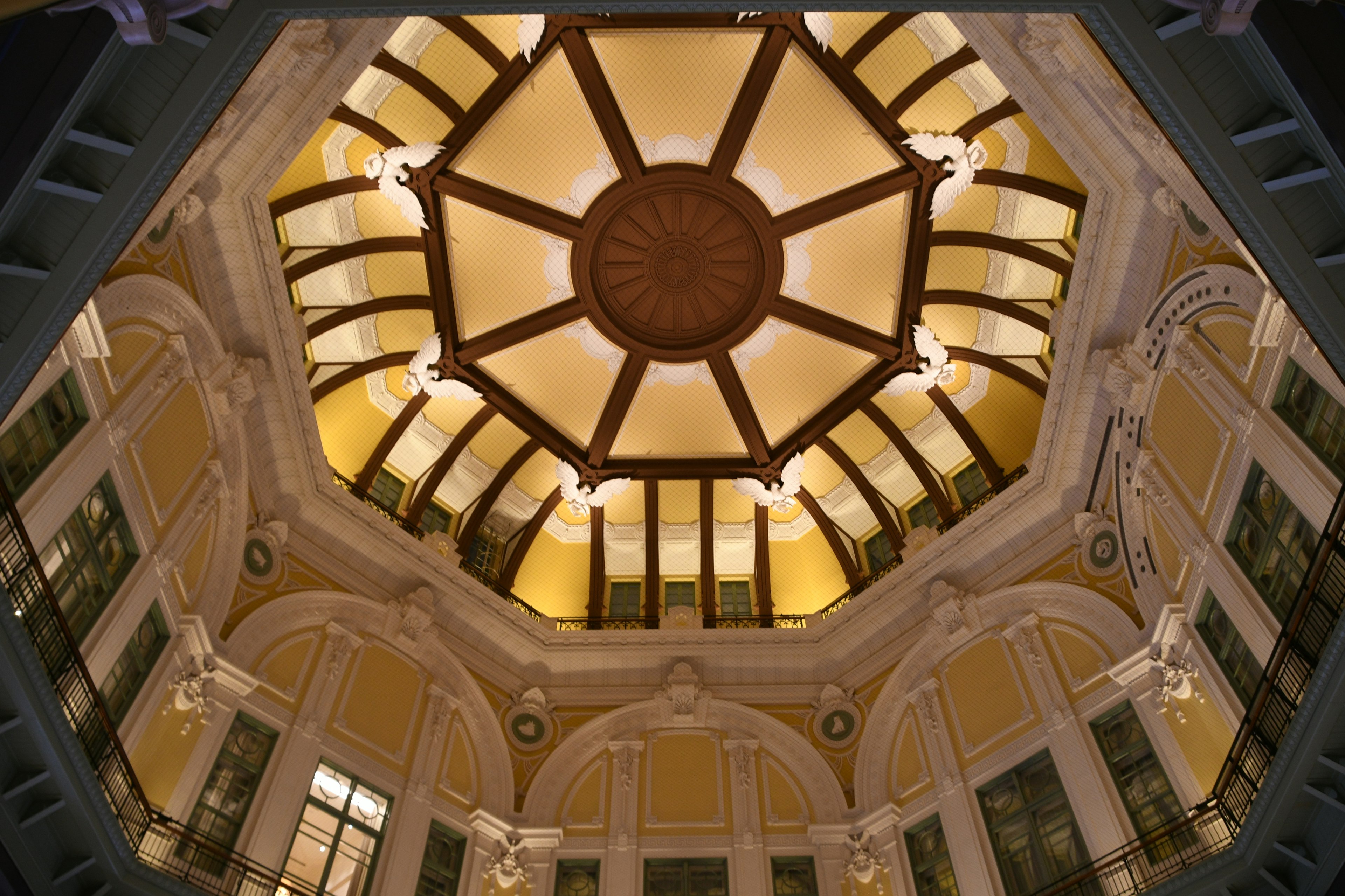 Interior of a building featuring a beautiful octagonal ceiling