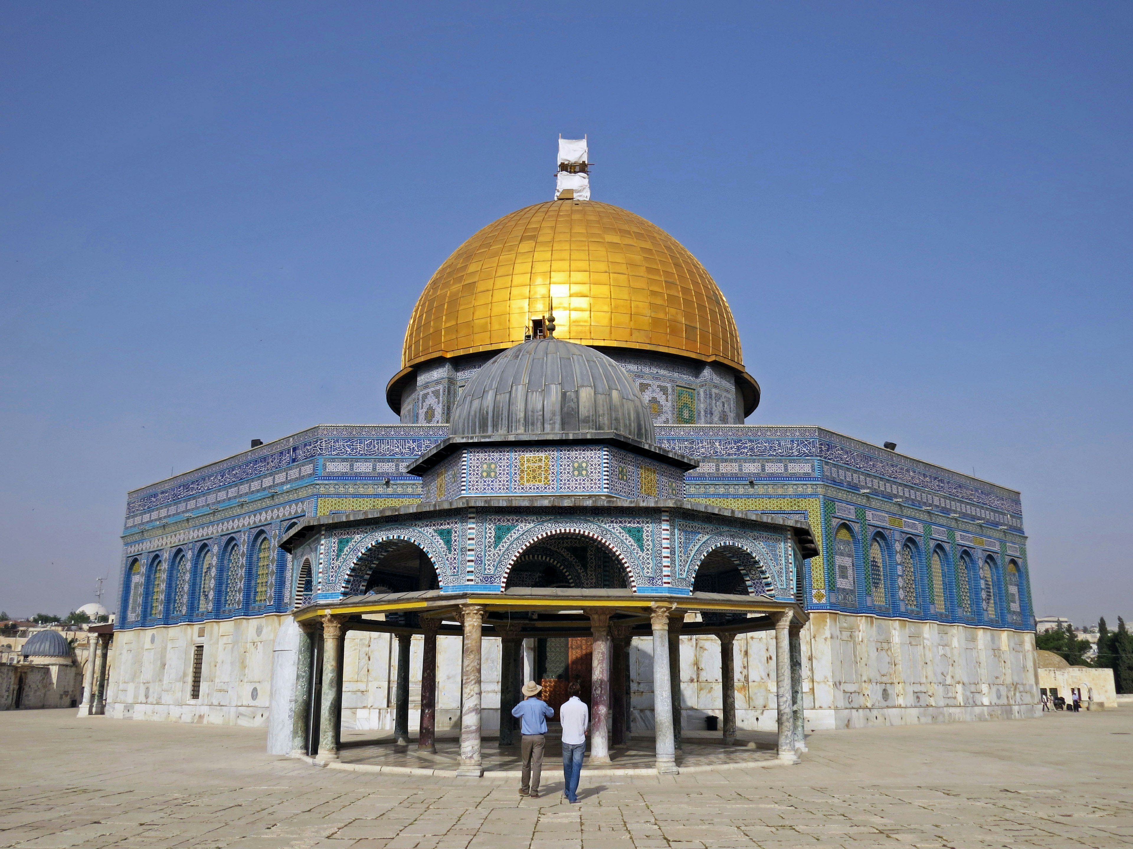 Beautiful architecture of the Dome of the Rock with a golden dome