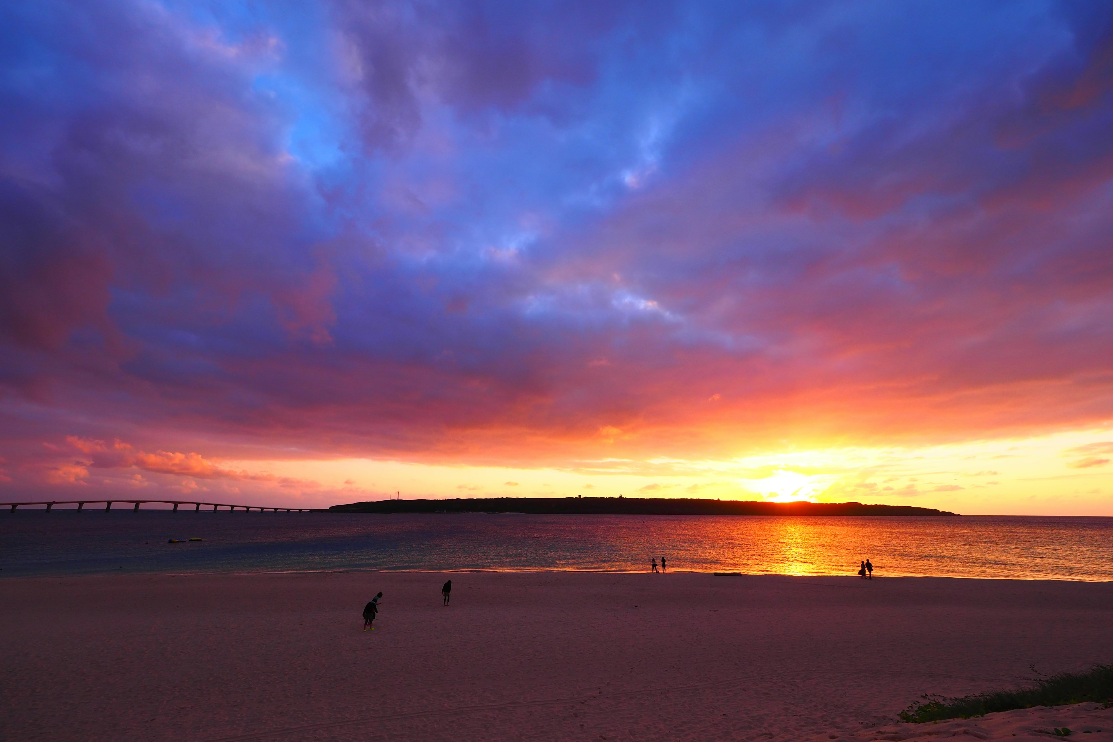 Beautiful coastal landscape with a sunset and colorful sky