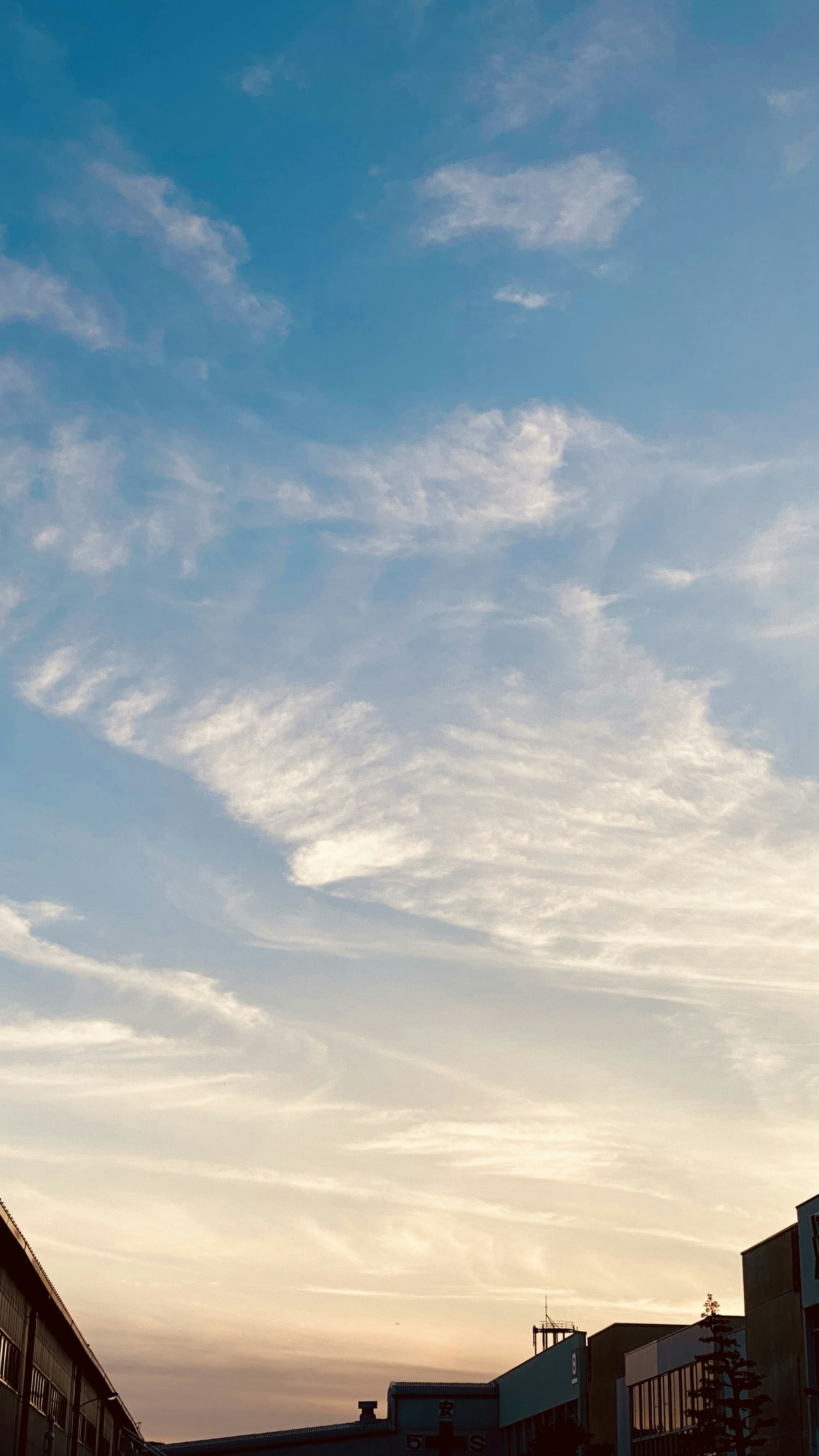 Cielo de la tarde con nubes y tonos azules