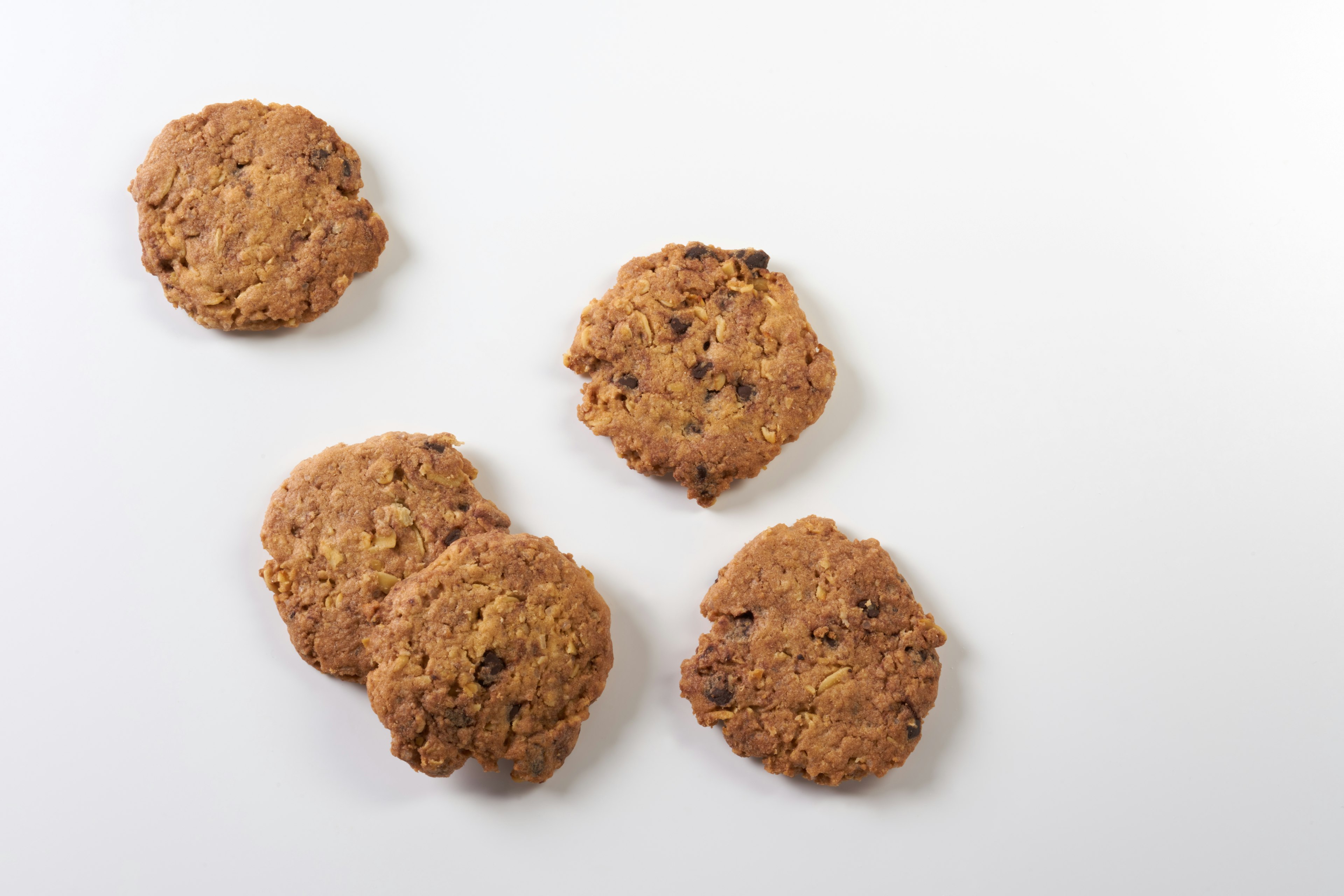 Cookies arranged on a white background