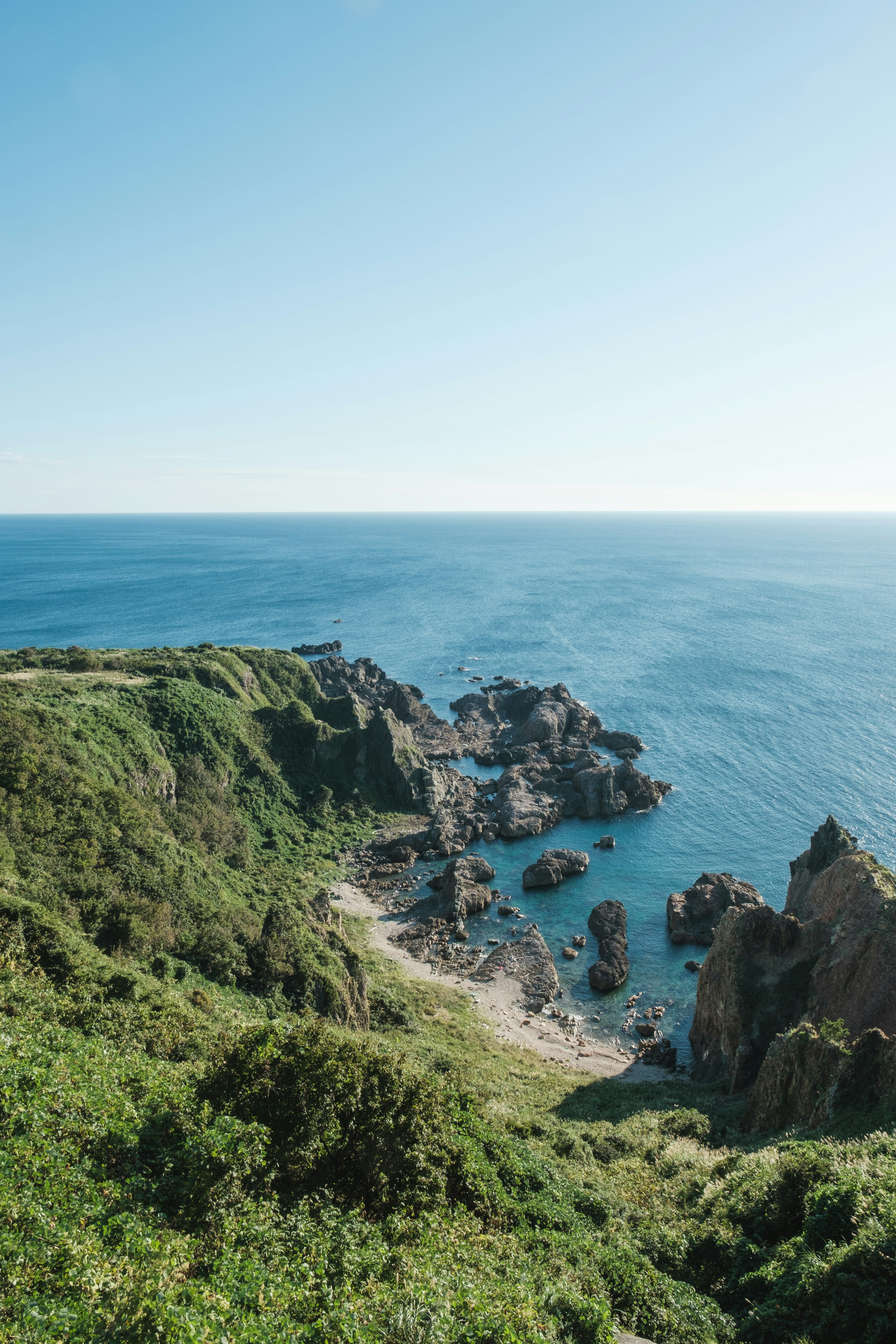 青い海と緑の崖の風景