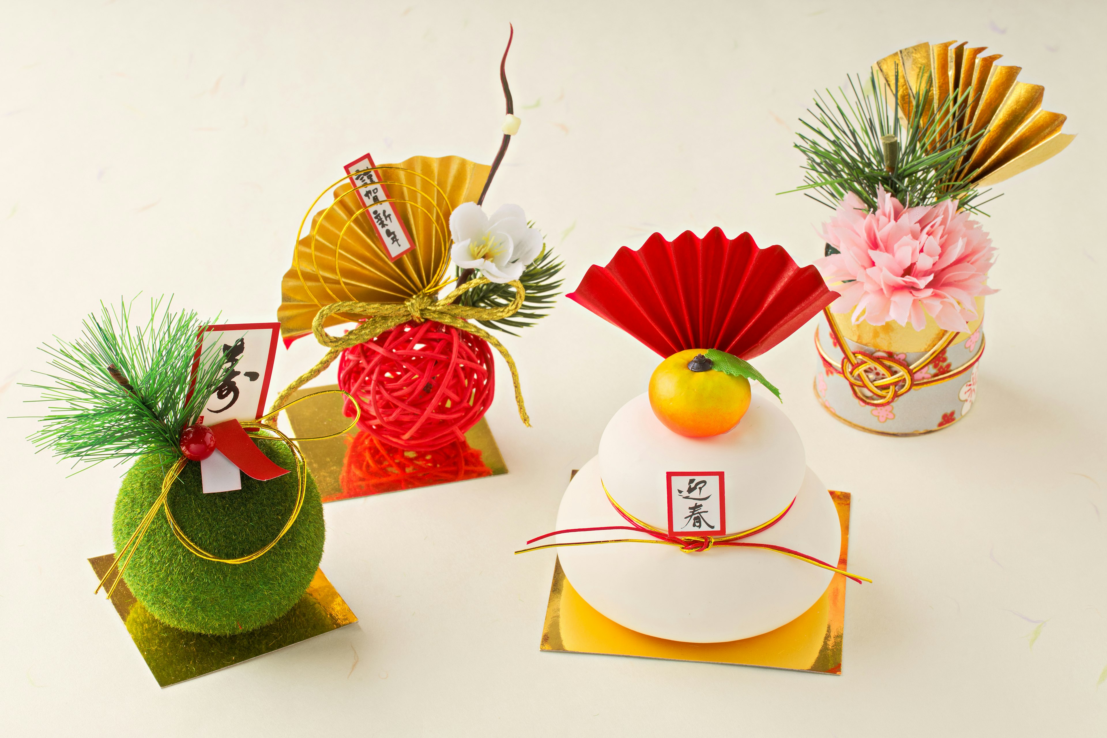 Colorful display of traditional Japanese New Year decorations